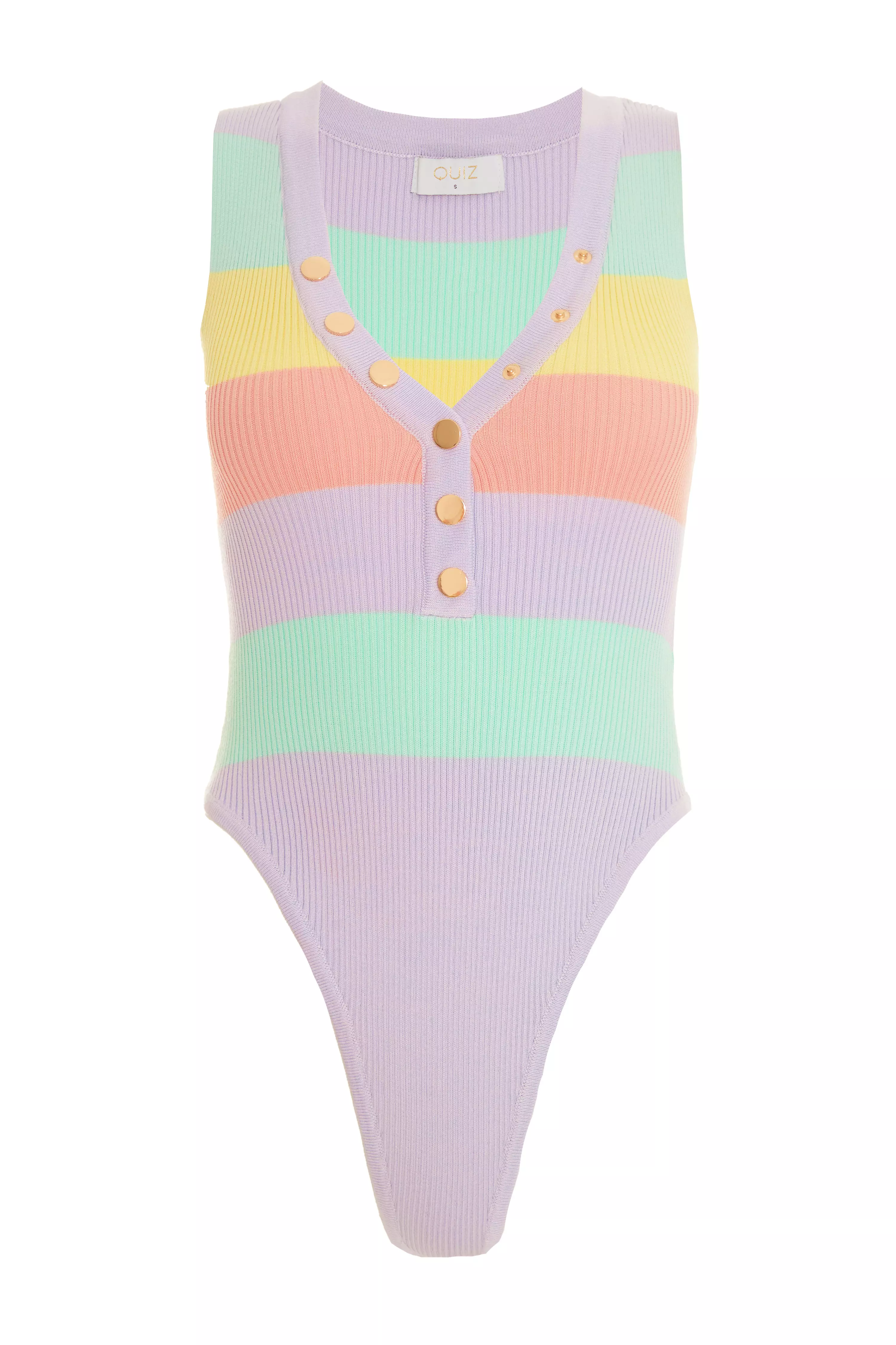 Multicoloured Stripe Knitted Bodysuit