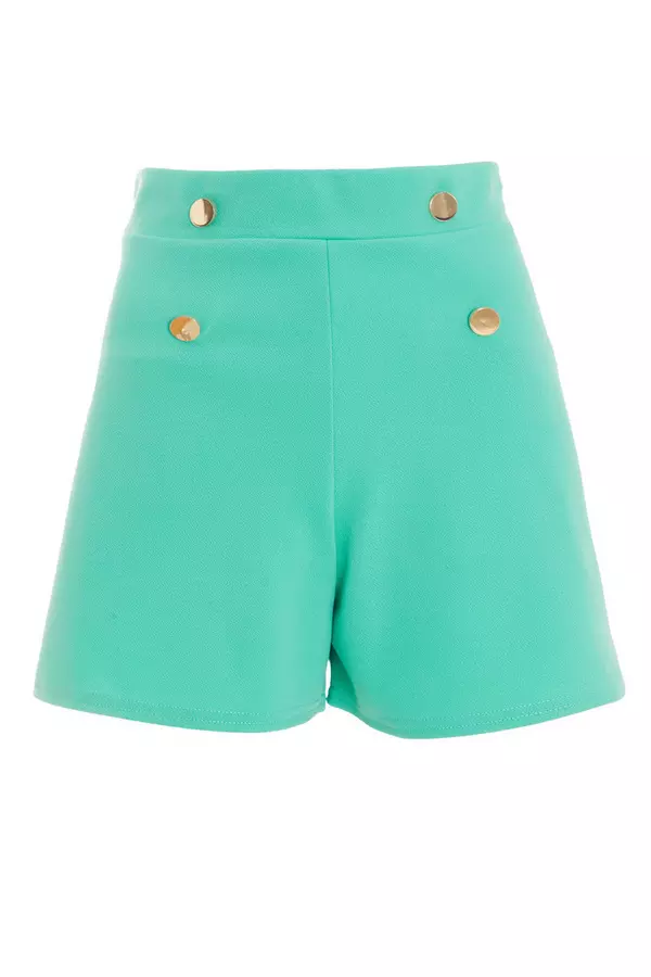 Mint Button Tailored Shorts