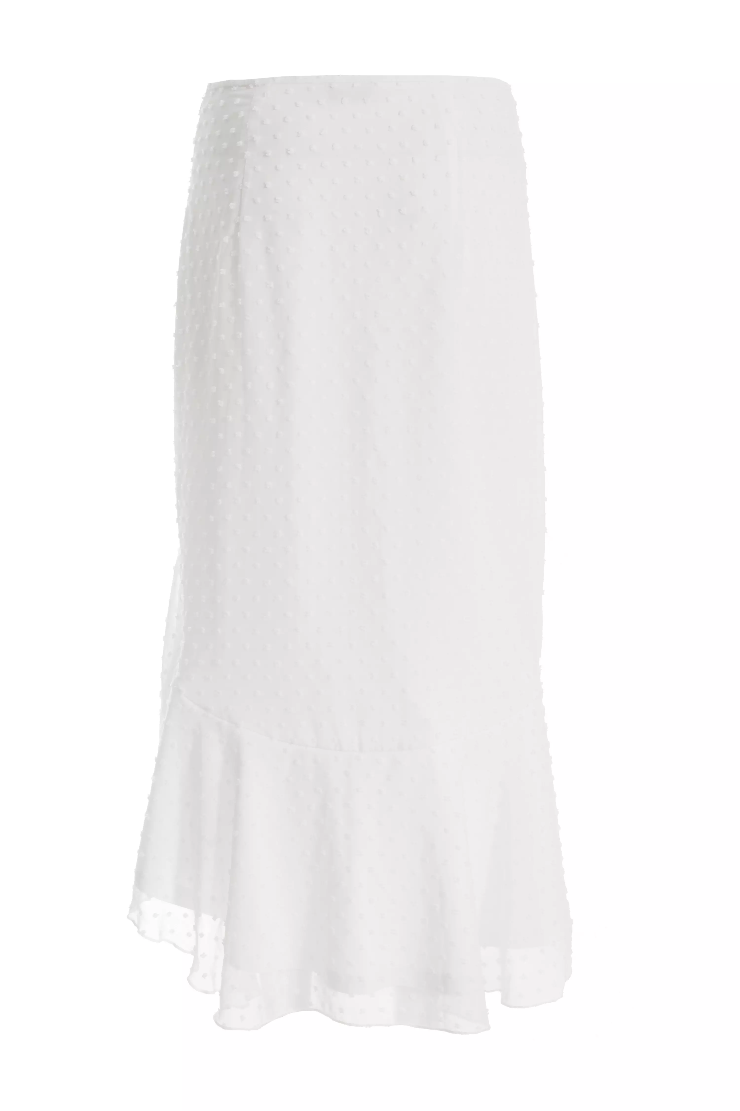 White Chiffon Dobby Midi Skirt