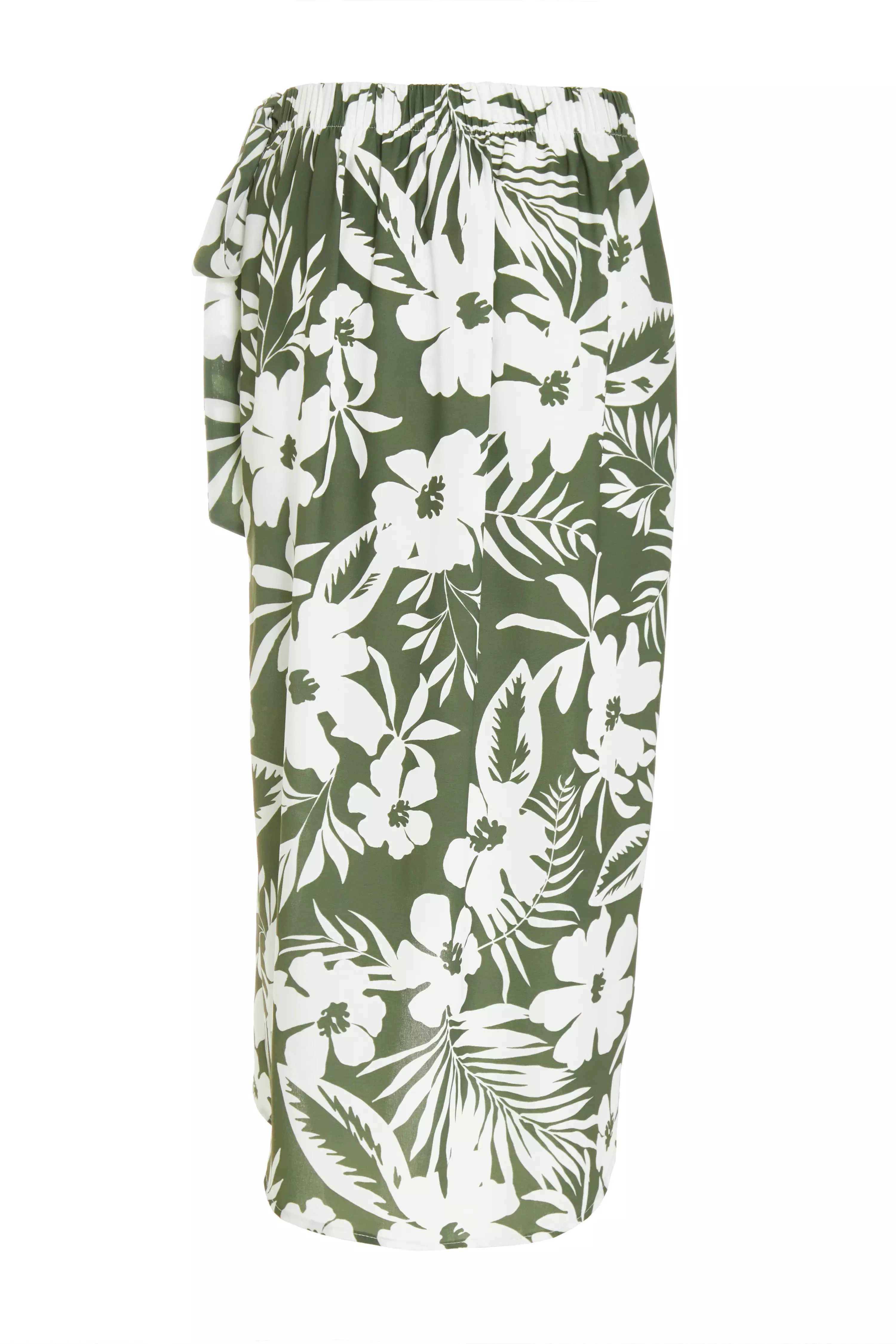 Khaki Floral Split Madaxi Skirt