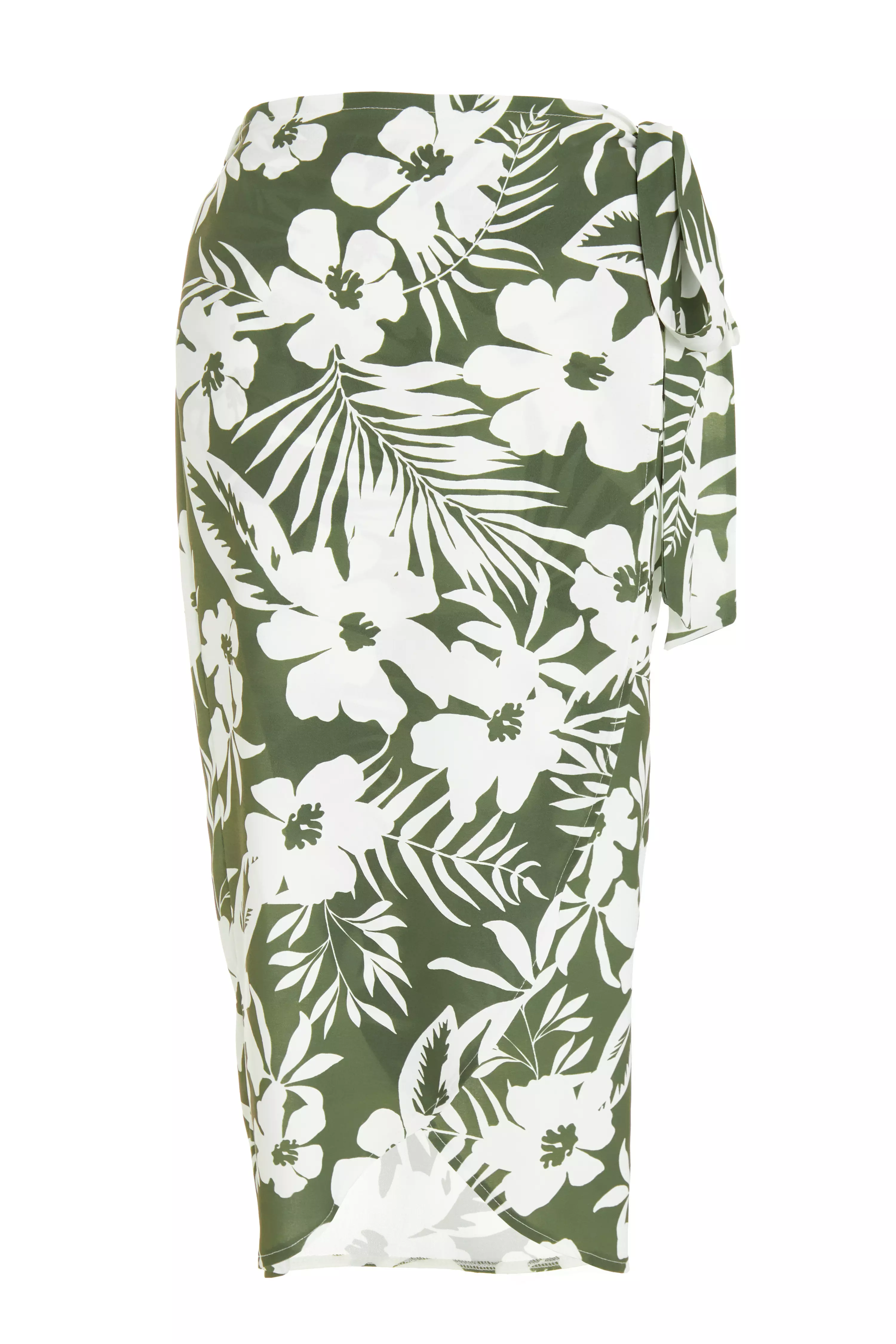 Khaki Floral Split Madaxi Skirt