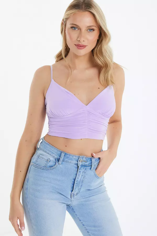 Lilac Ruched Crop Top
