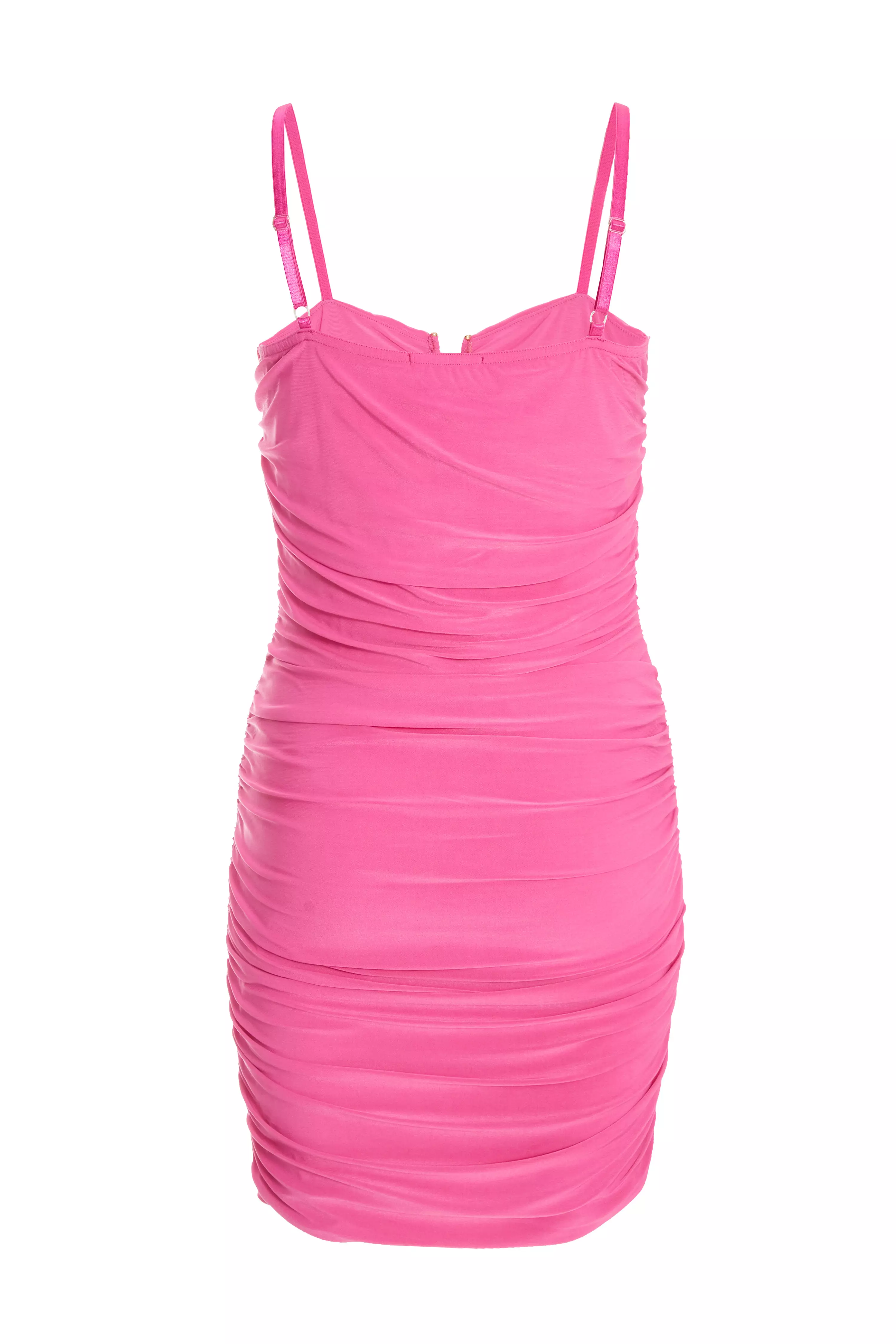 Pink V Neck Bodycon Mini Dress