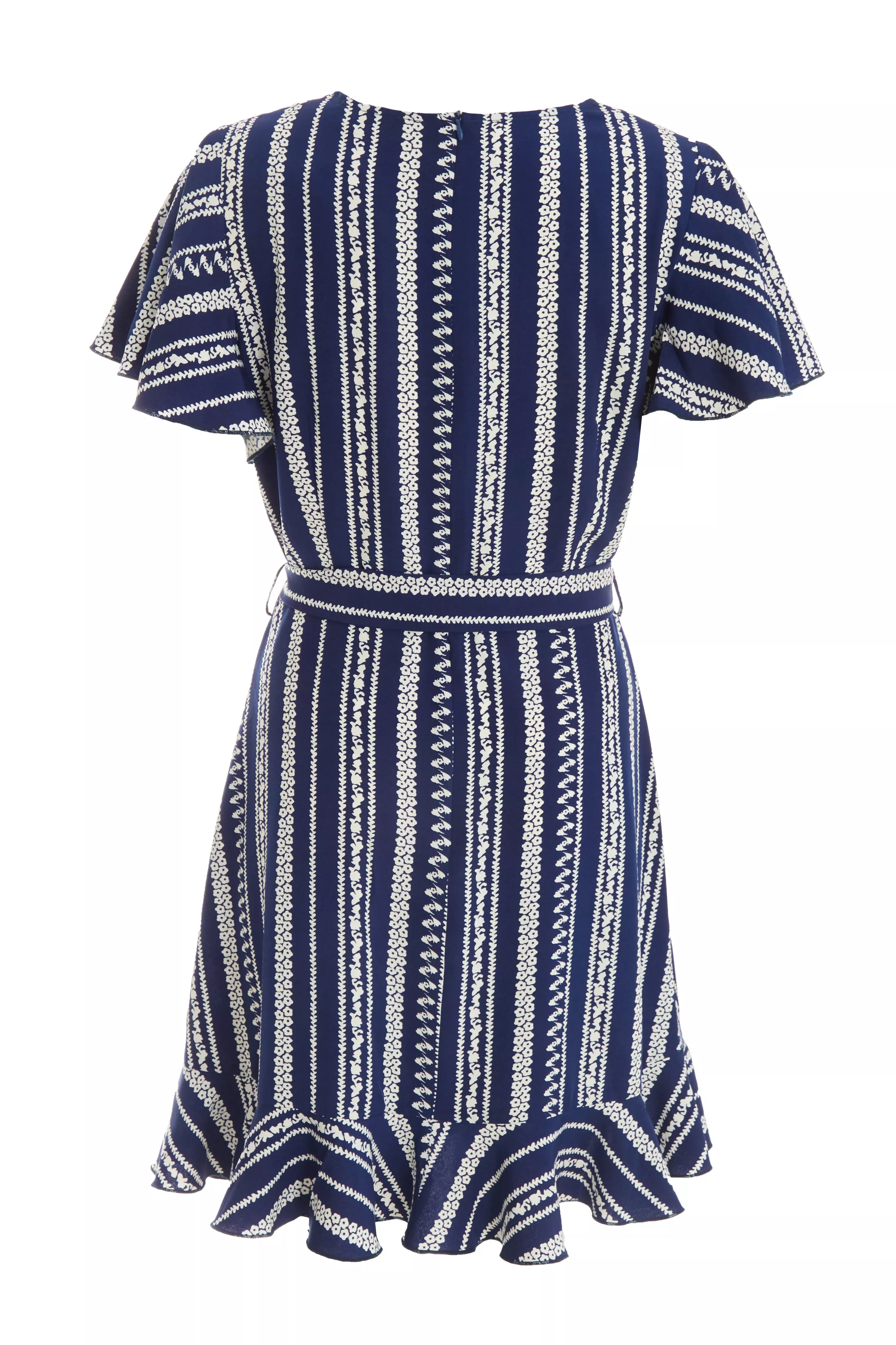 Navy Stripe Wrap Mini Dress