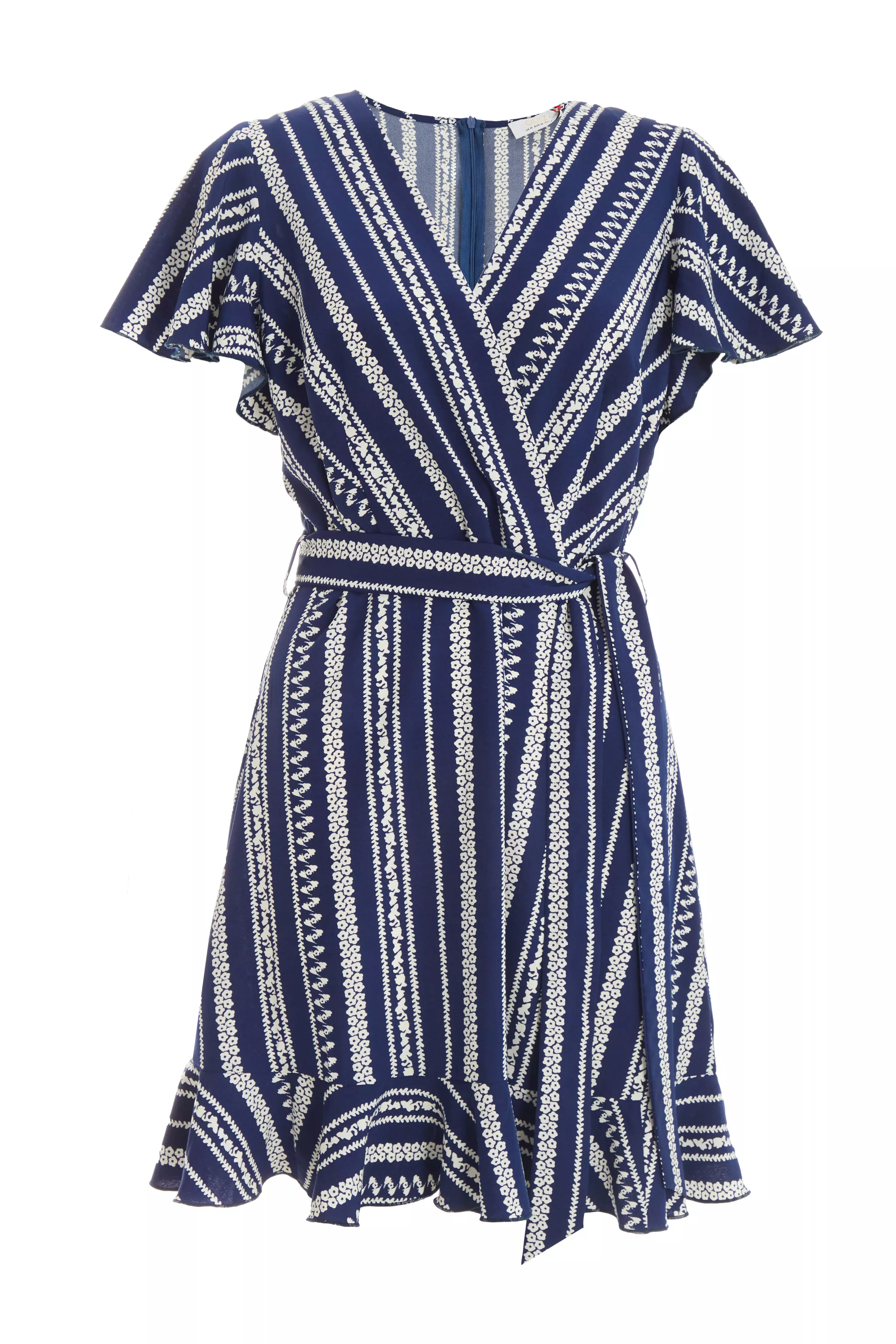 Navy Stripe Wrap Mini Dress