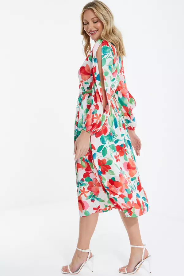Multicoloured Tropical Midi Dress