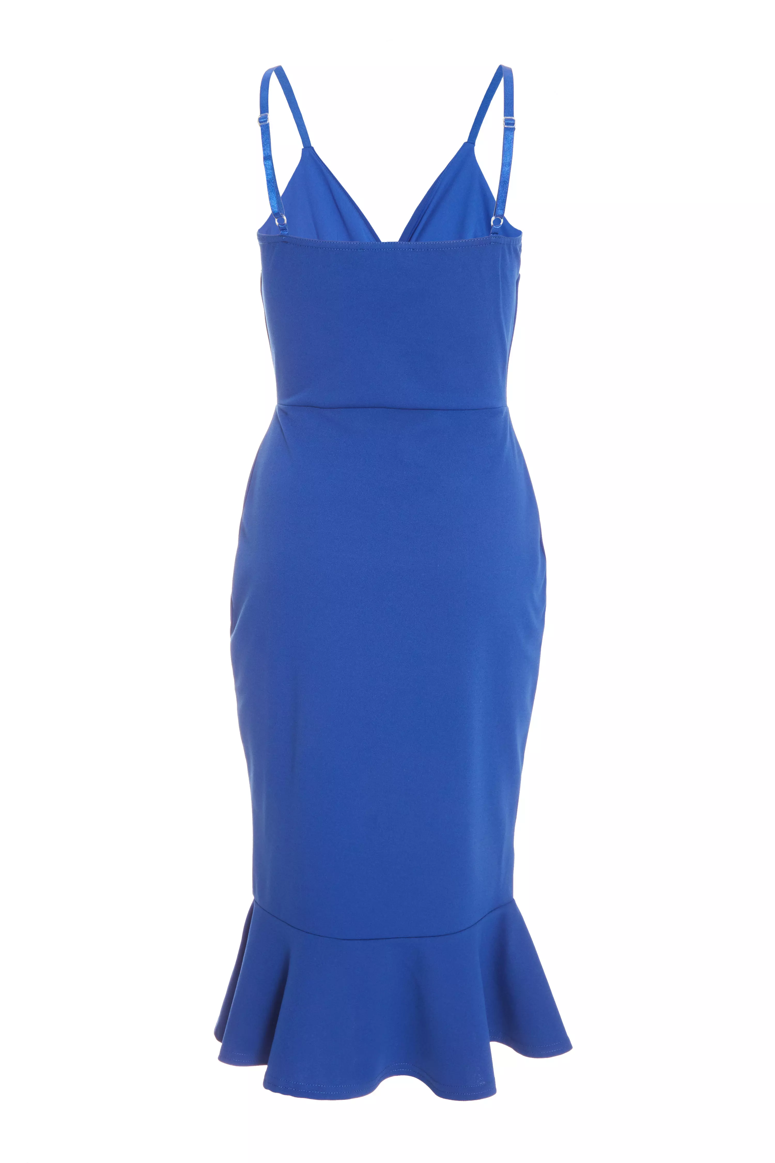 Blue Frill Wrap Midi Dress