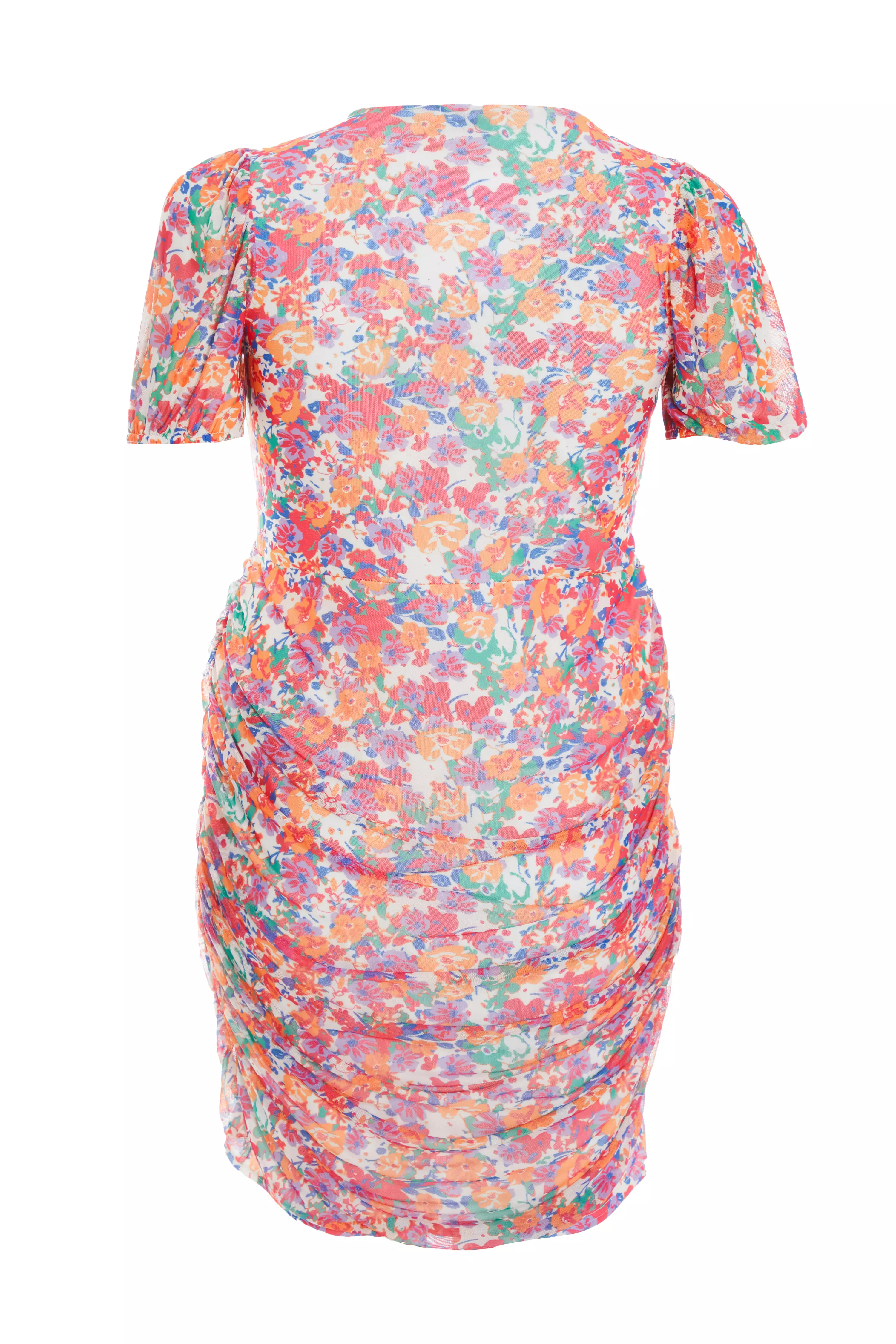 Curve Multicoloured Ditsy Print Mini Dress