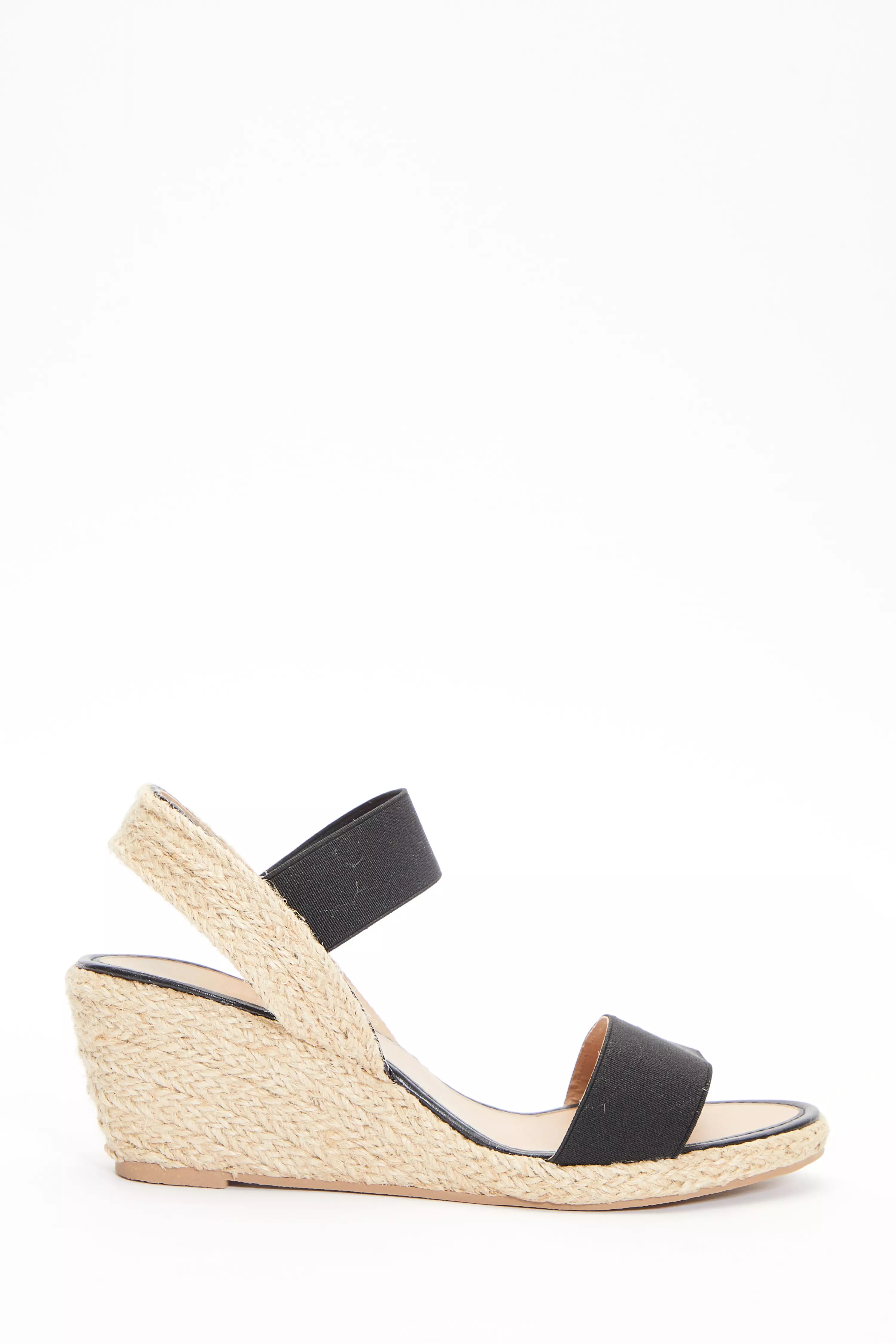 Black low wedge online sandals