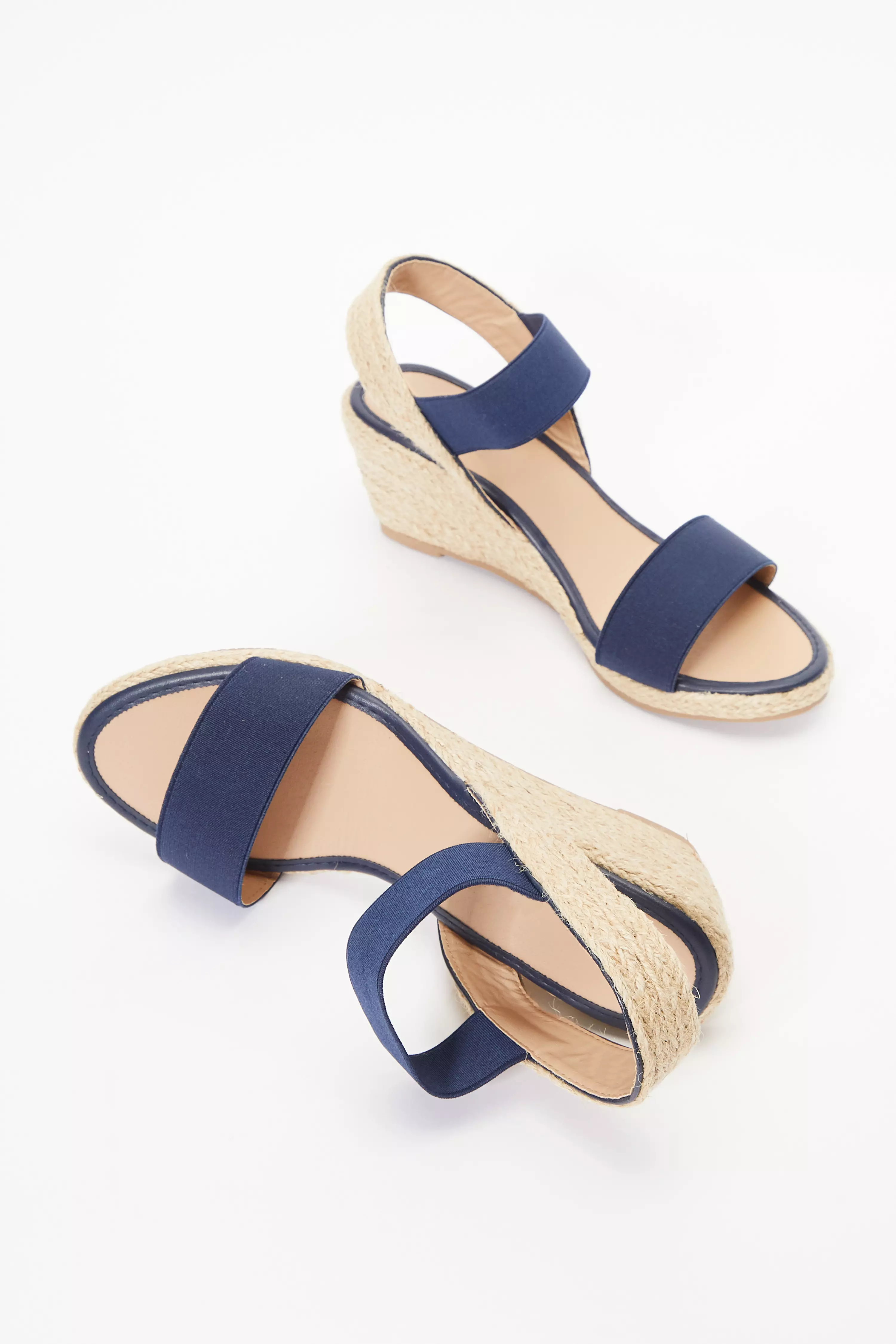 Navy Low Wedge Sandals