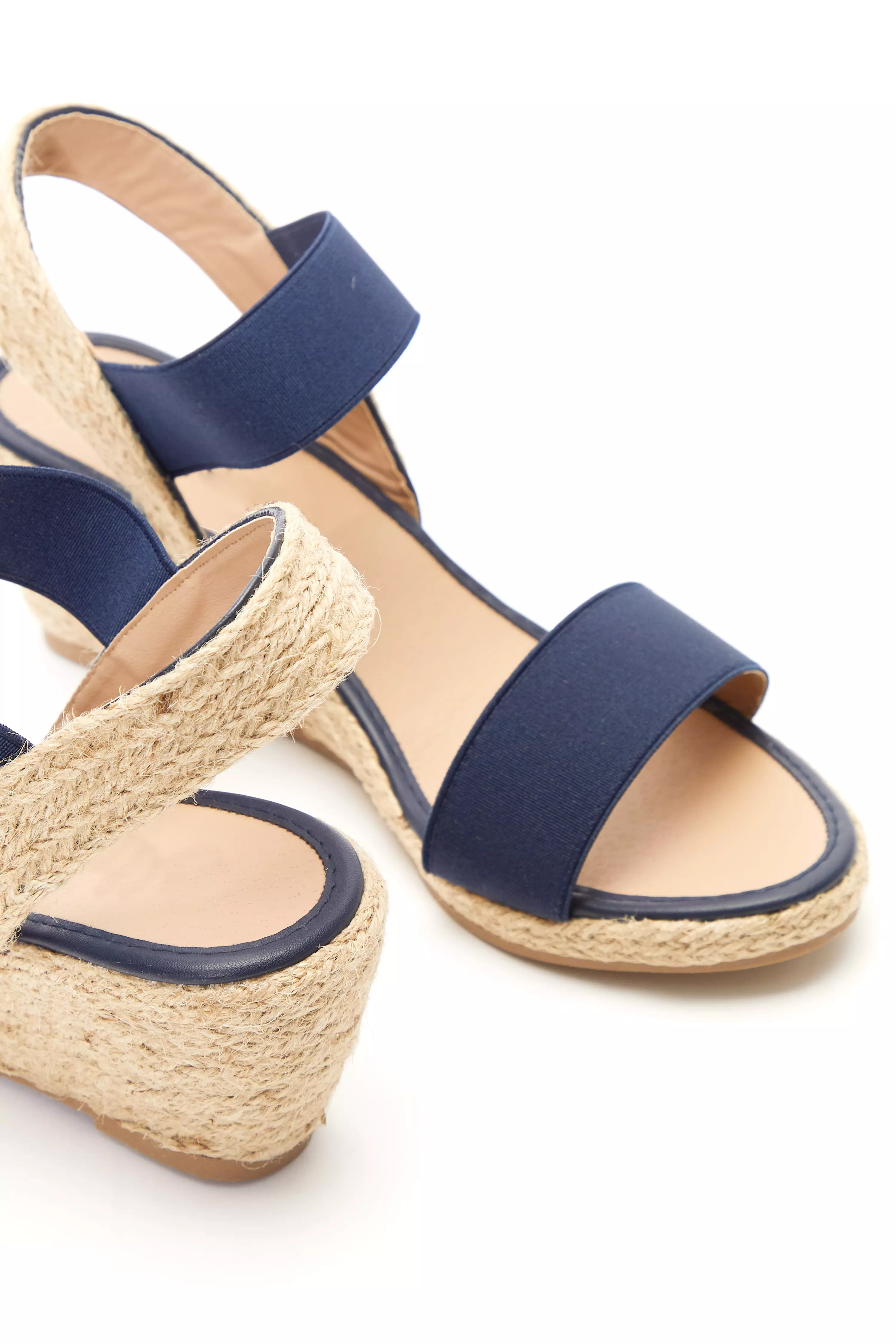 Navy Low Wedge Sandals