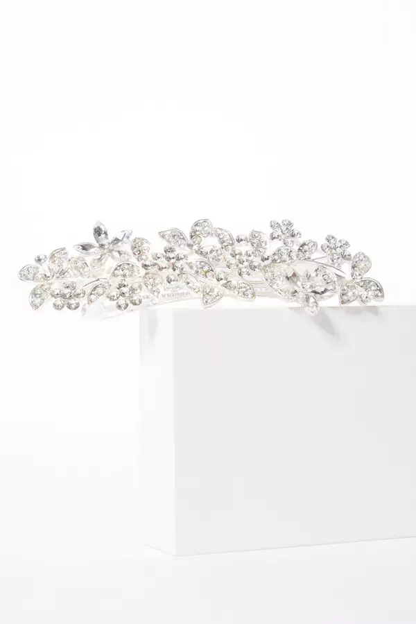 Silver Diamante Flower Hair Clip