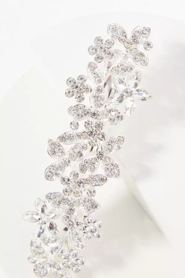 Silver Diamante Flower Hair Clip