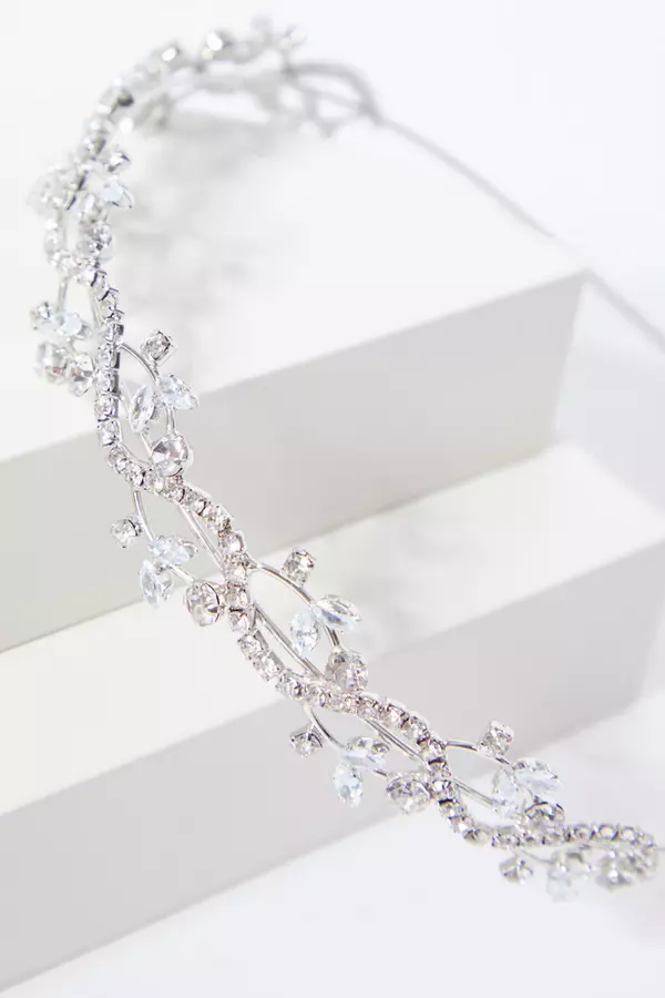Silver Diamante Flower Headband
