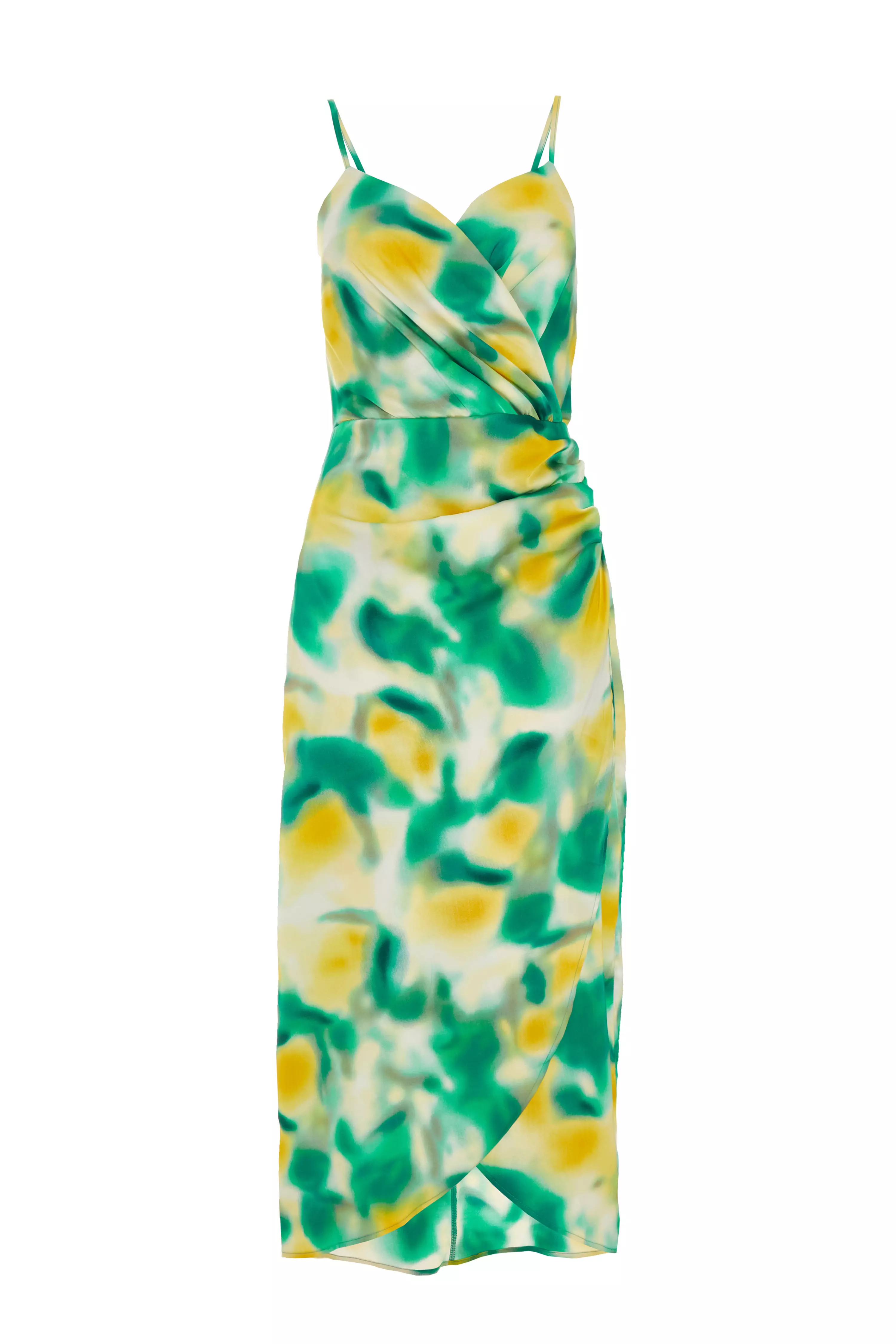 Petite Multicoloured Smudge Print Midi Dress