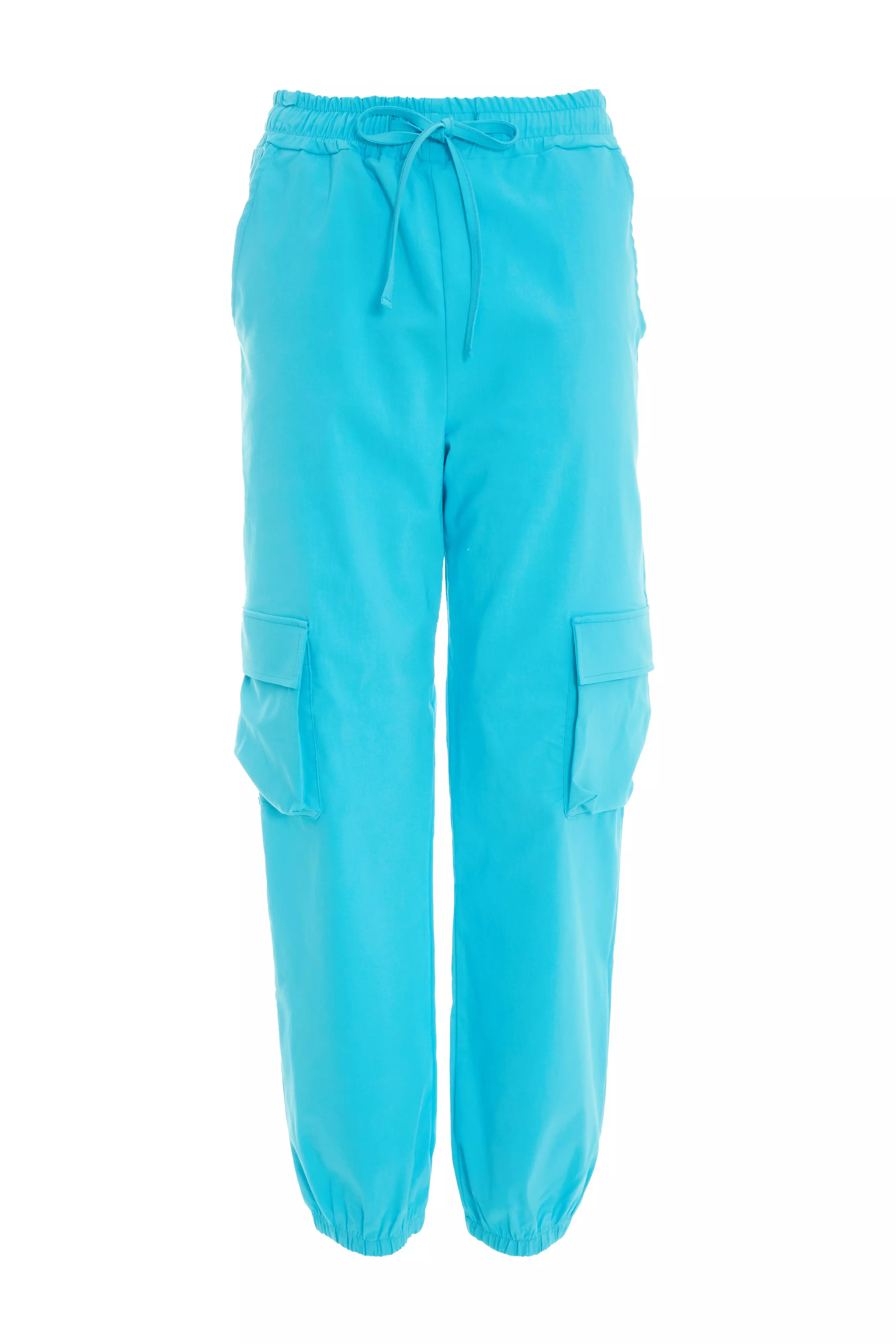 Blue Tie Waist Cargo Trousers