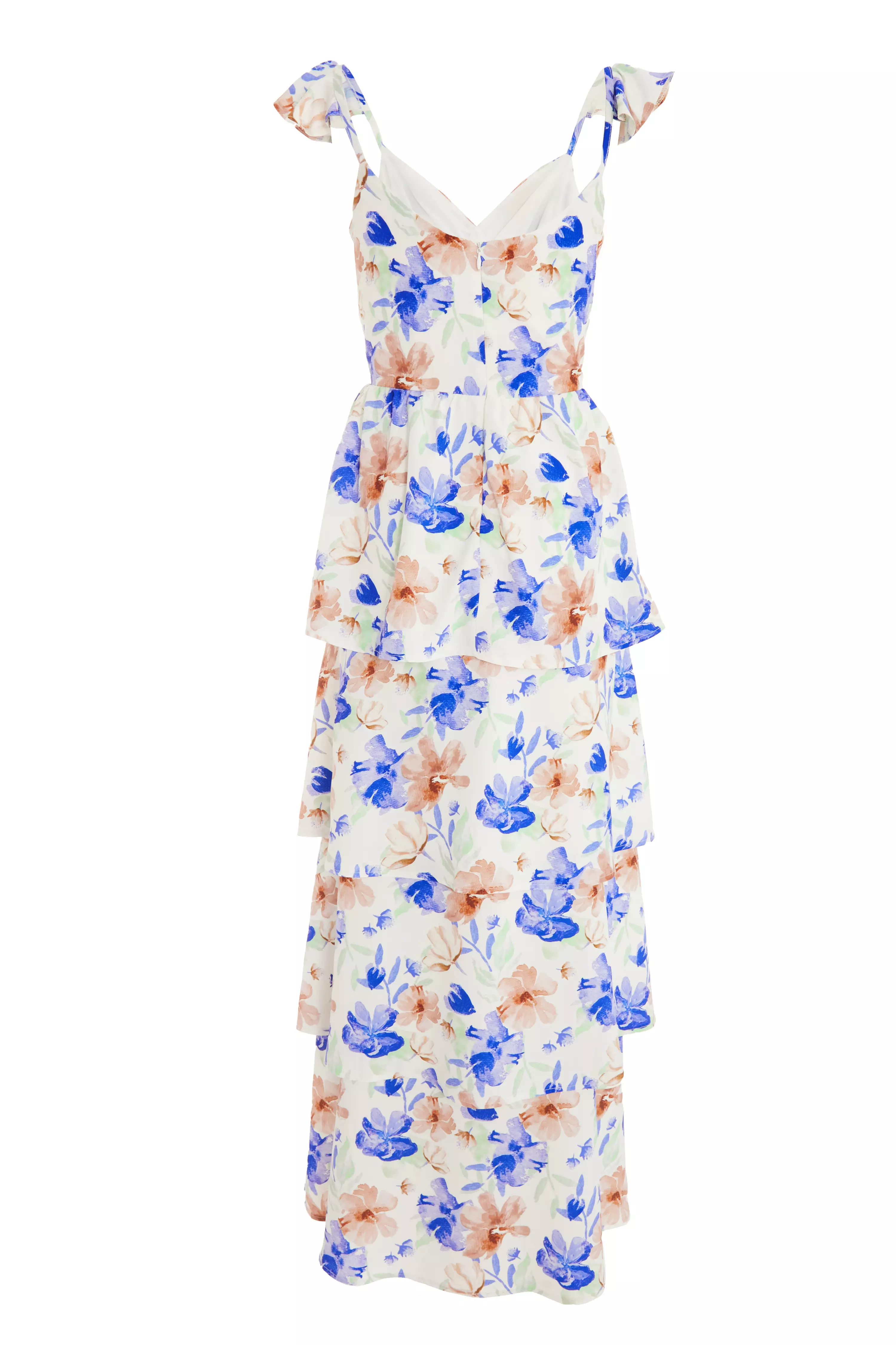 White Floral Tiered Maxi Dress