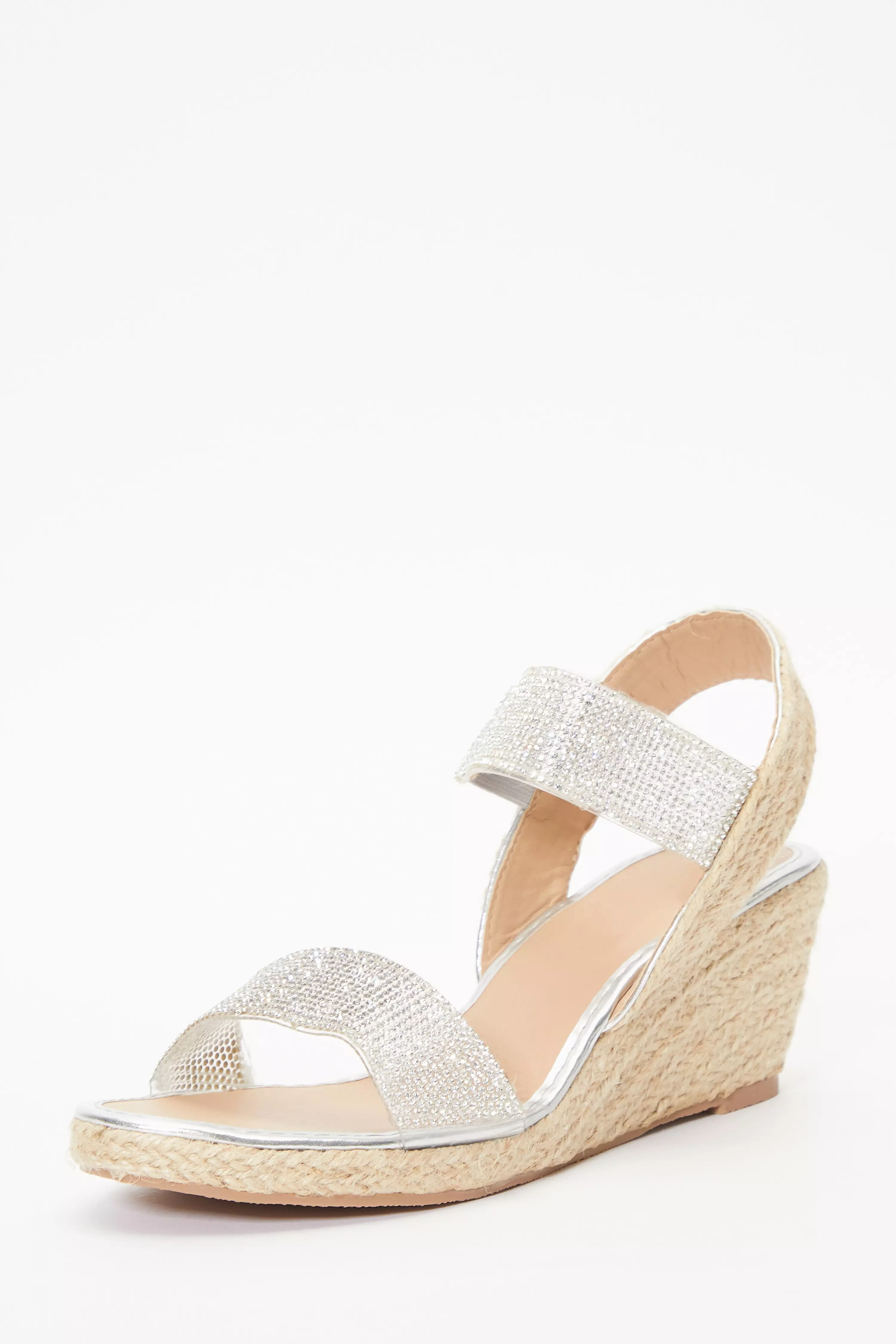 Quiz silver hotsell diamante wedges