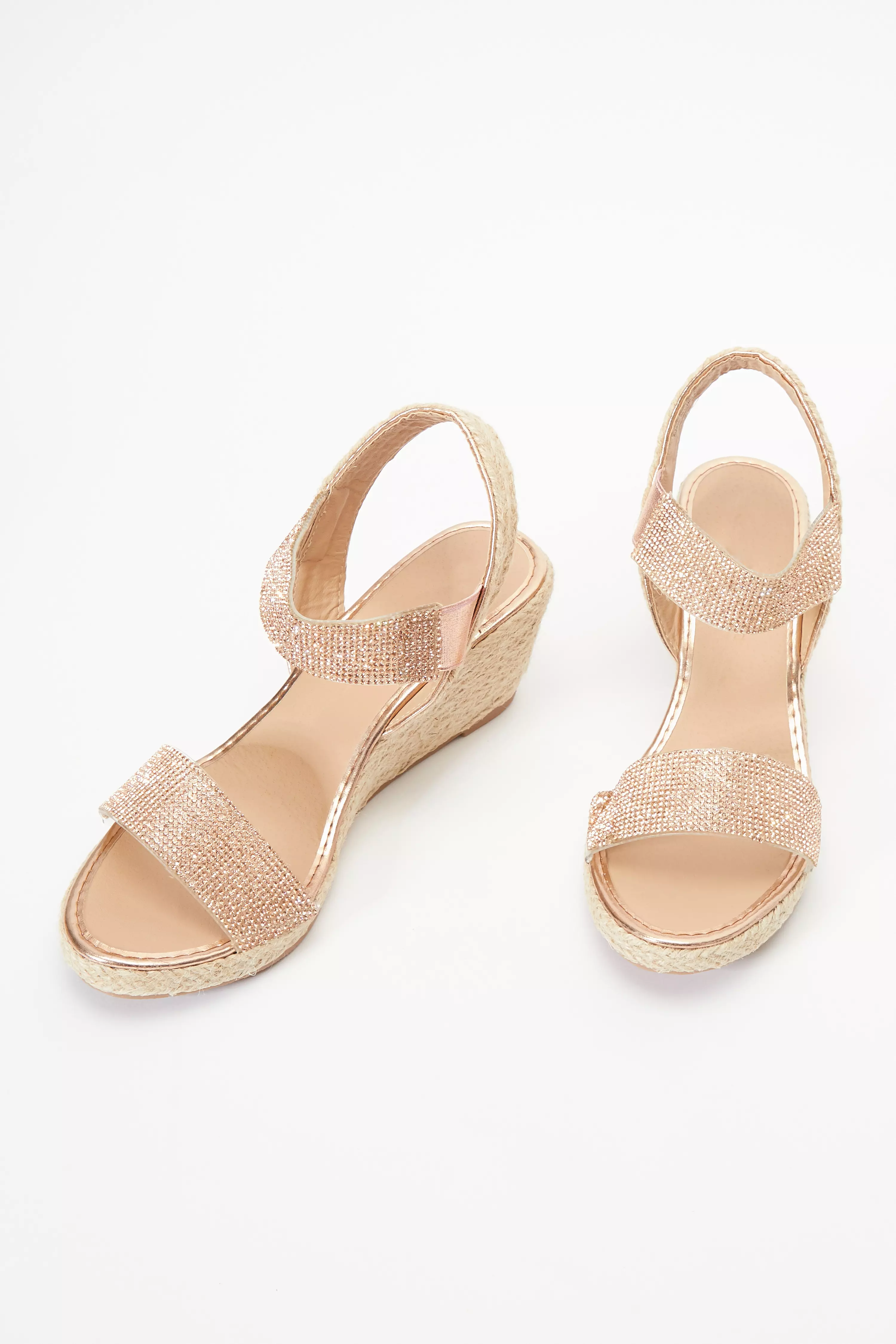 Rose gold store low wedge sandals