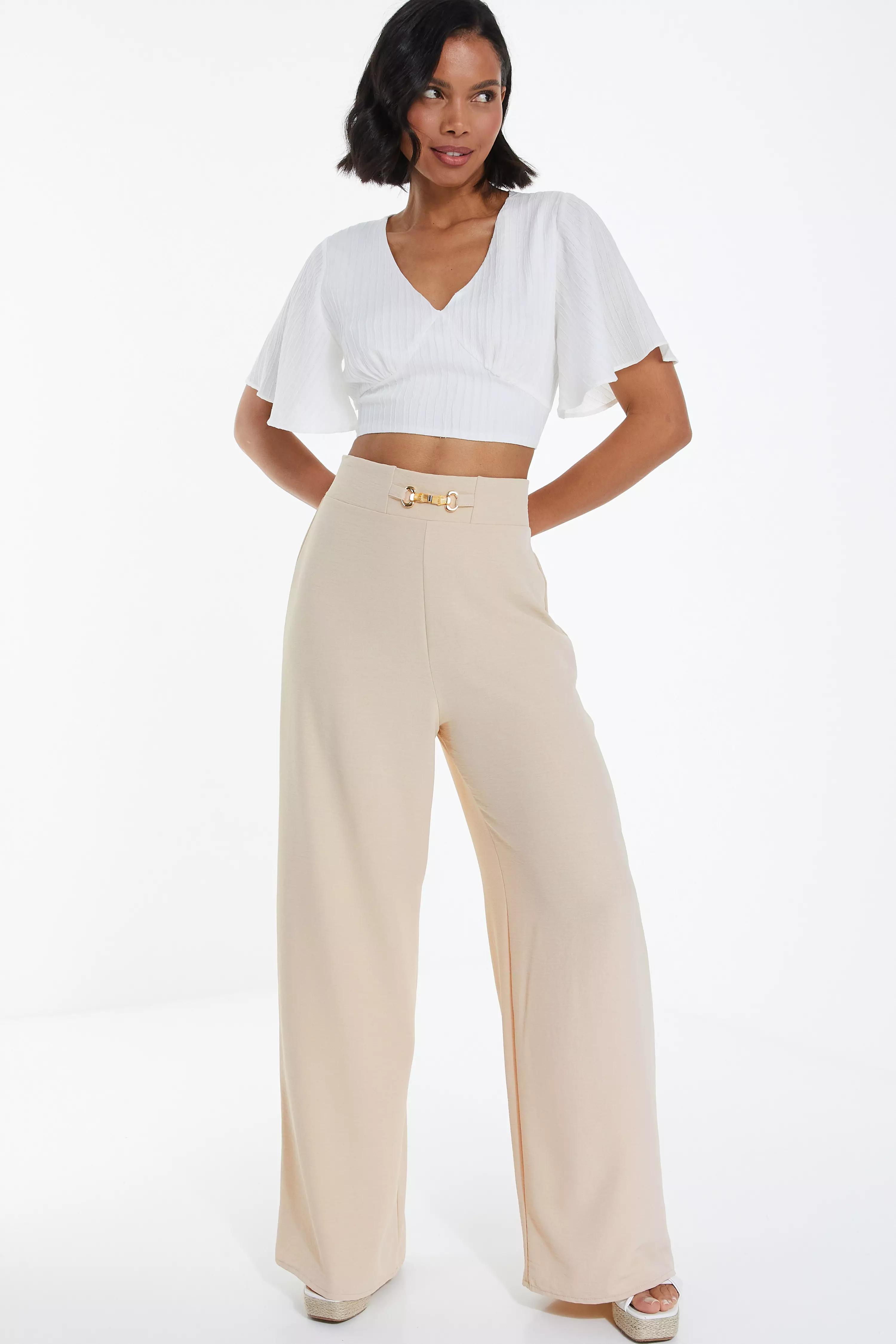 Stone Buckle Palazzo Trousers