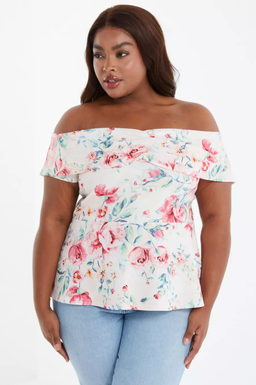 Pink peplum top plus size online