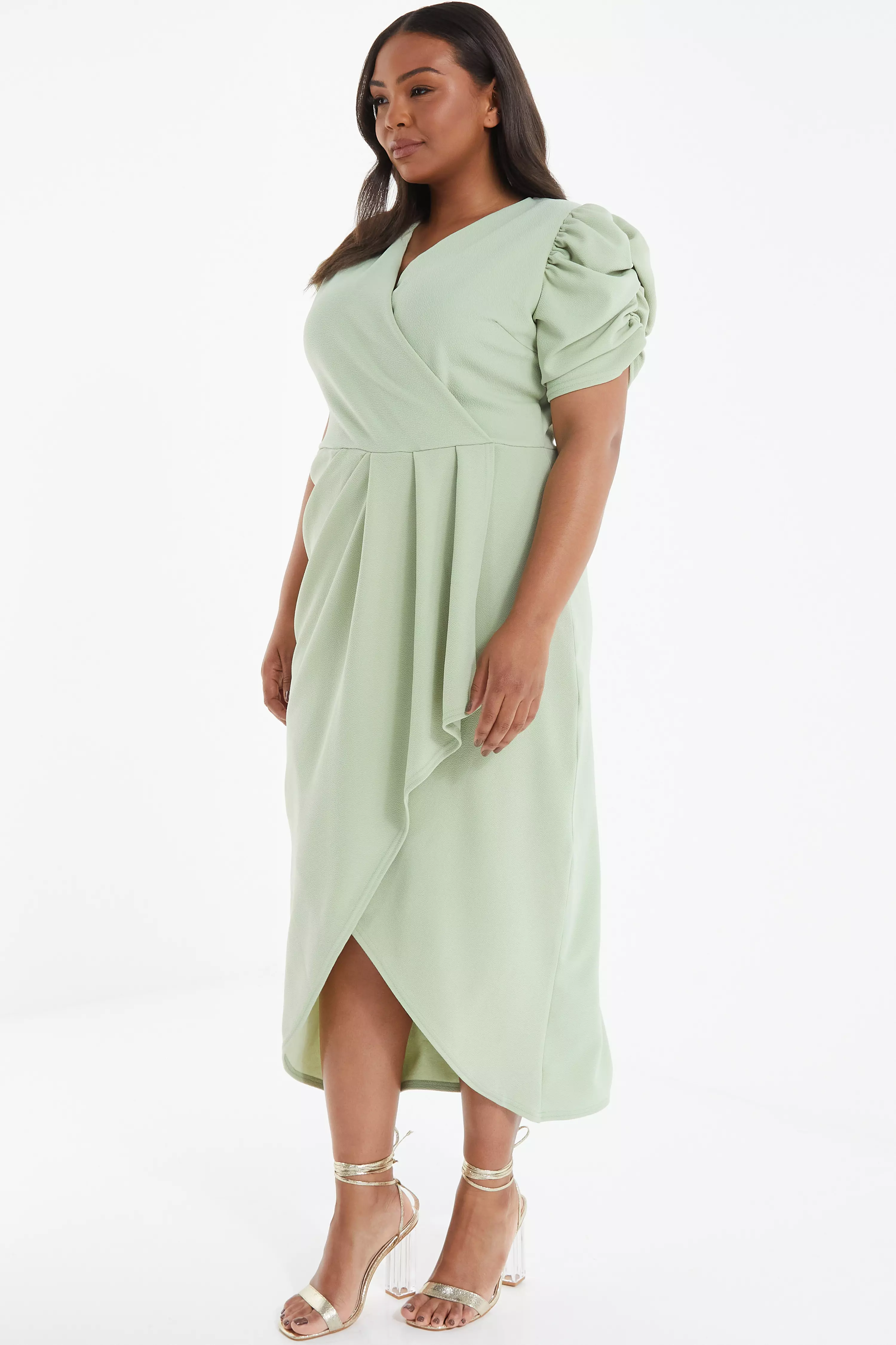 Curve Sage Wrap Midi Dress