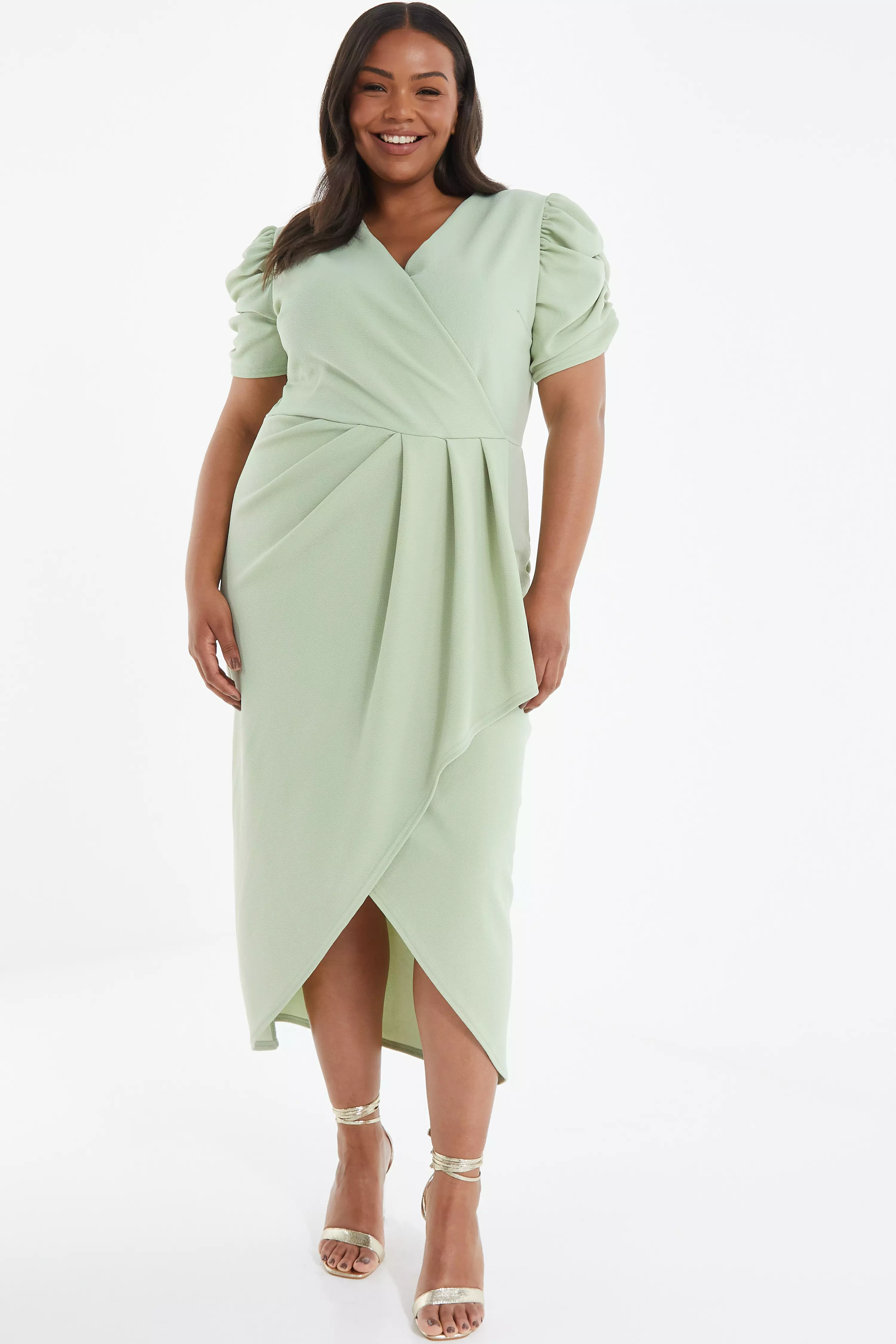 Curve Sage Wrap Midi Dress