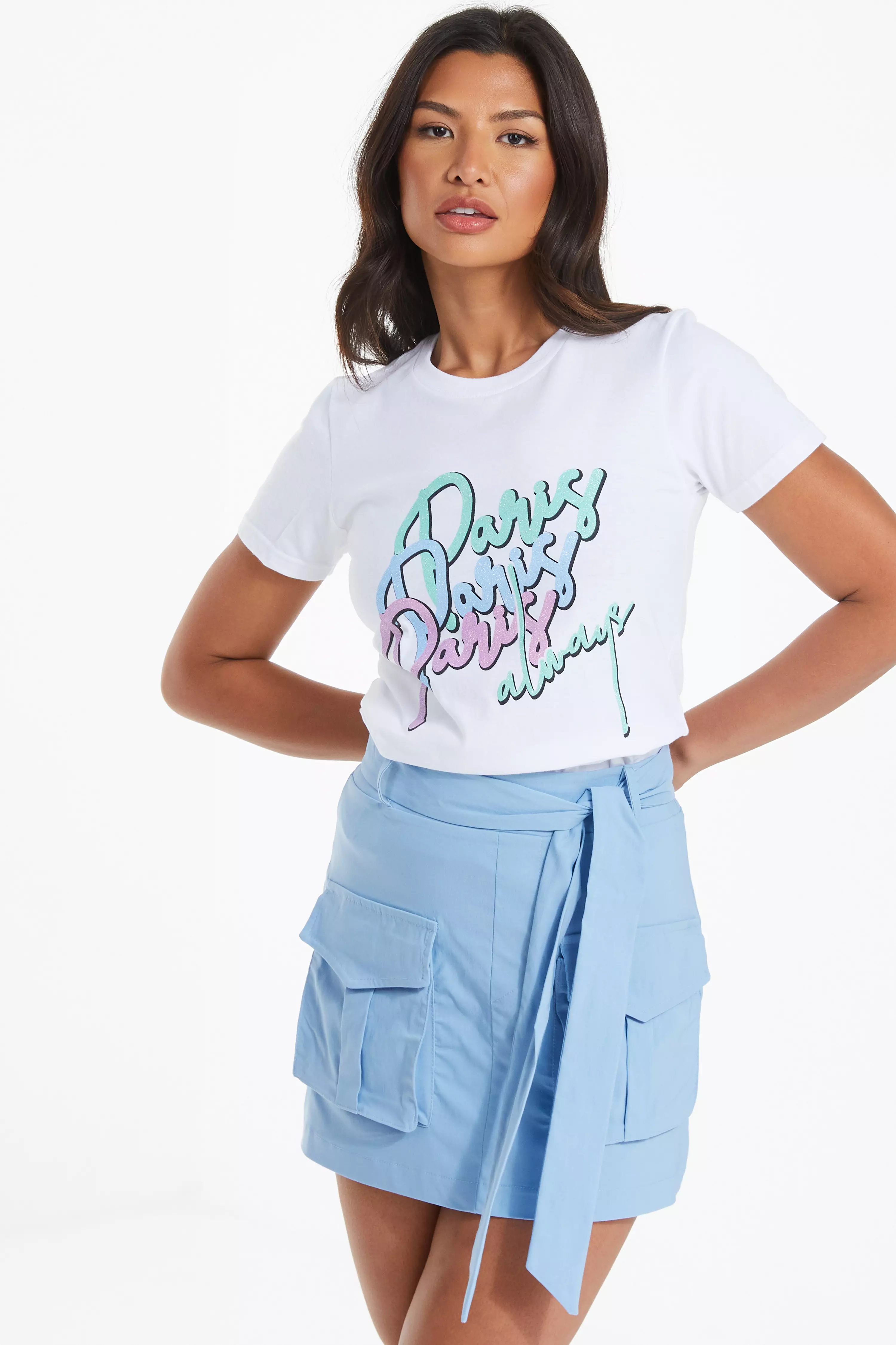 White 'Paris' Slogan T-Shirt