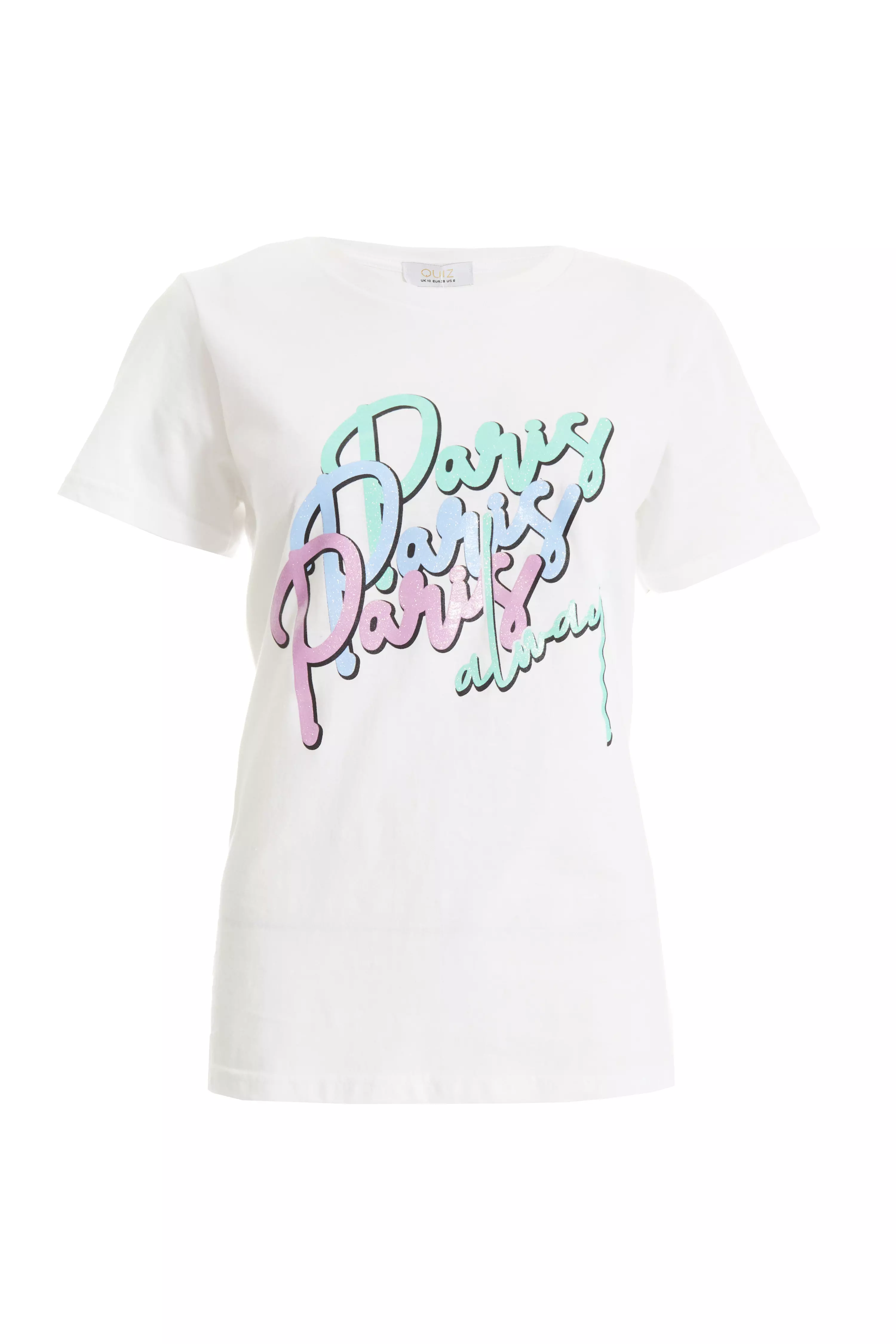 White 'Paris' Slogan T-Shirt