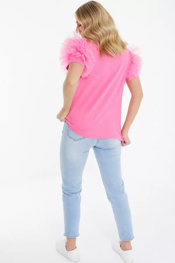 Pink Frill Sleeve Top