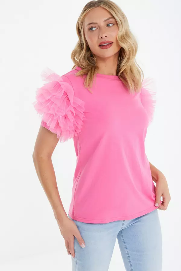 Pink Frill Sleeve Top