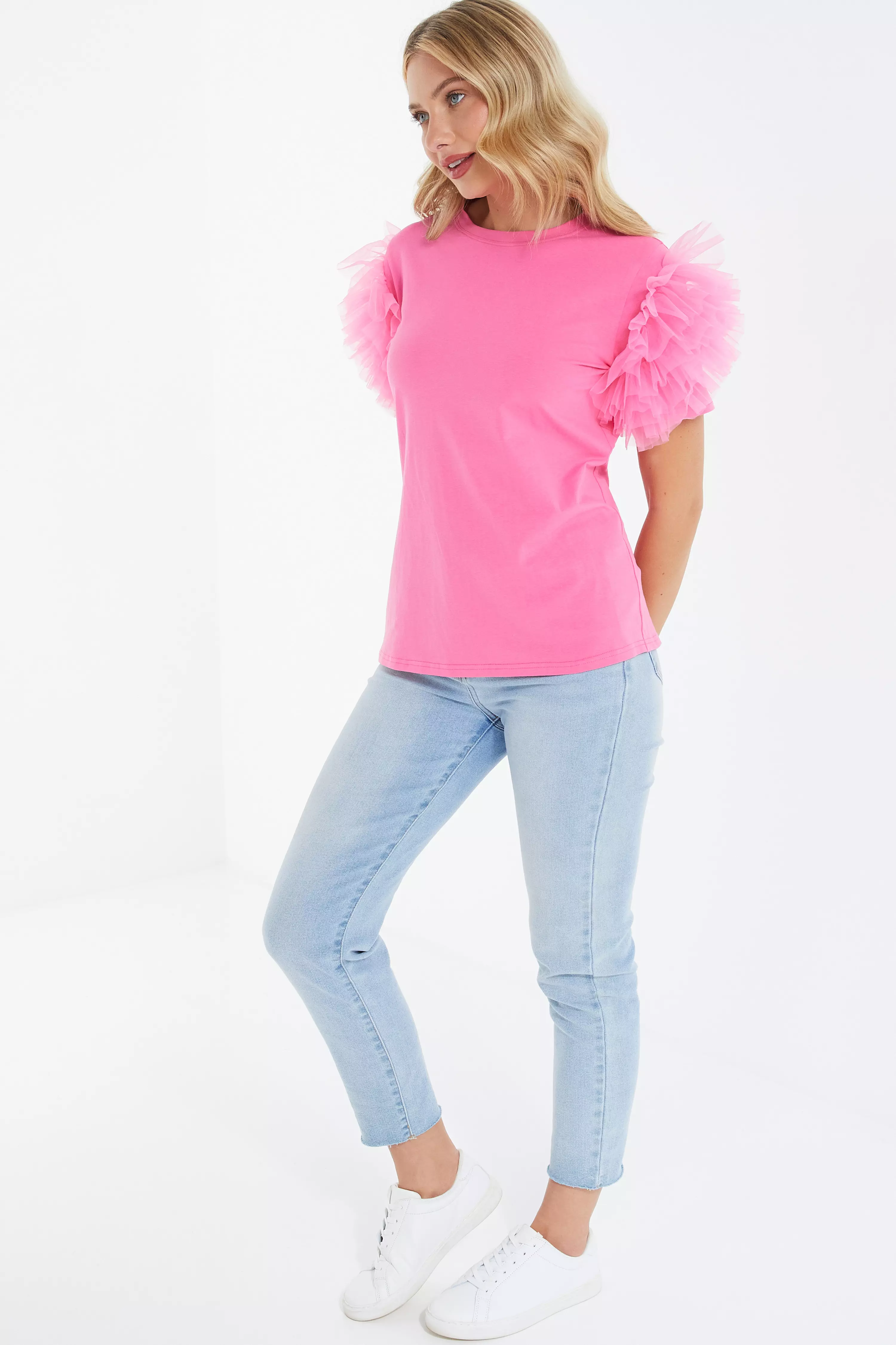 Pink Frill Sleeve Top