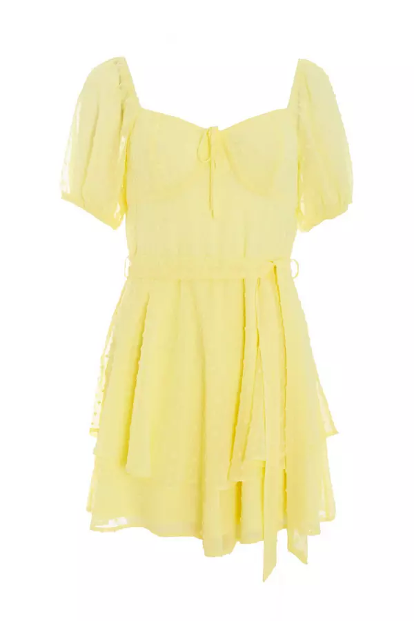 Yellow Chiffon Tie Front Playsuit