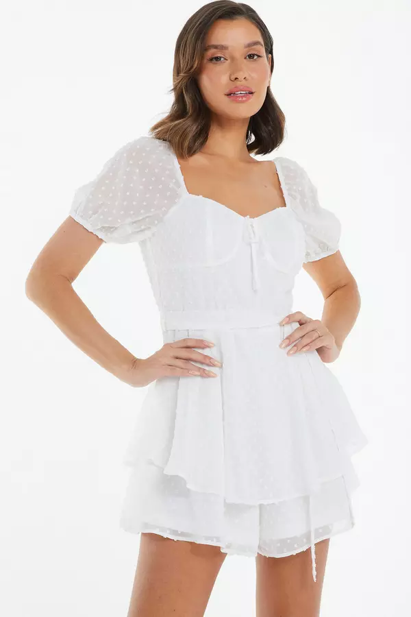 White Chiffon Tie Front Playsuit