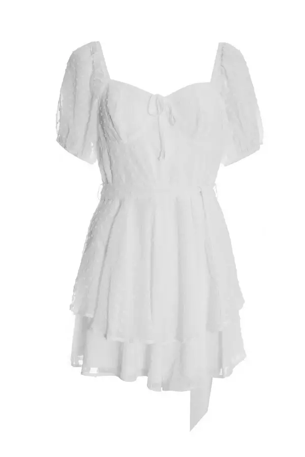 White Chiffon Tie Front Playsuit
