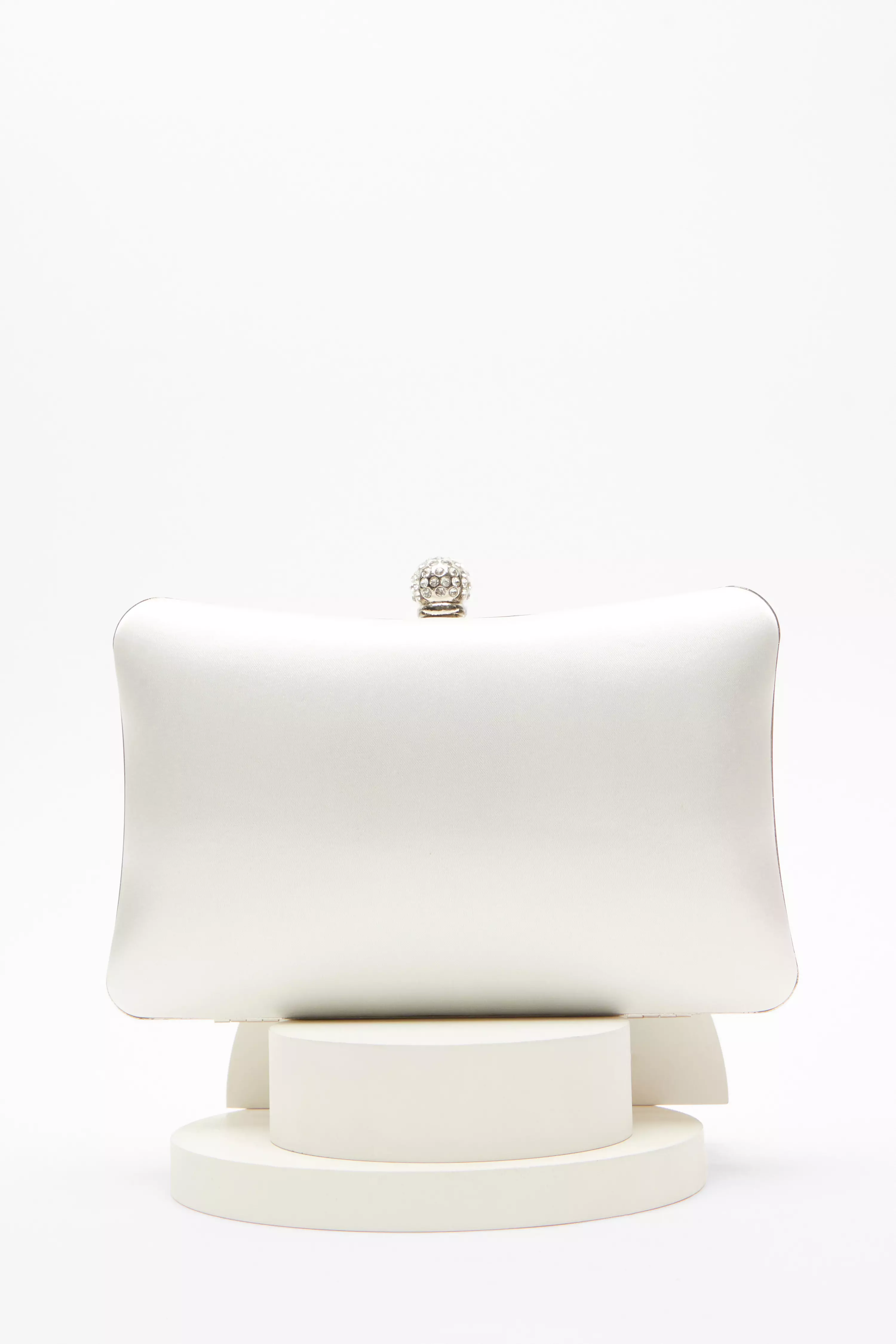 Bridal White Satin 'Wifey' Silver Box Bag