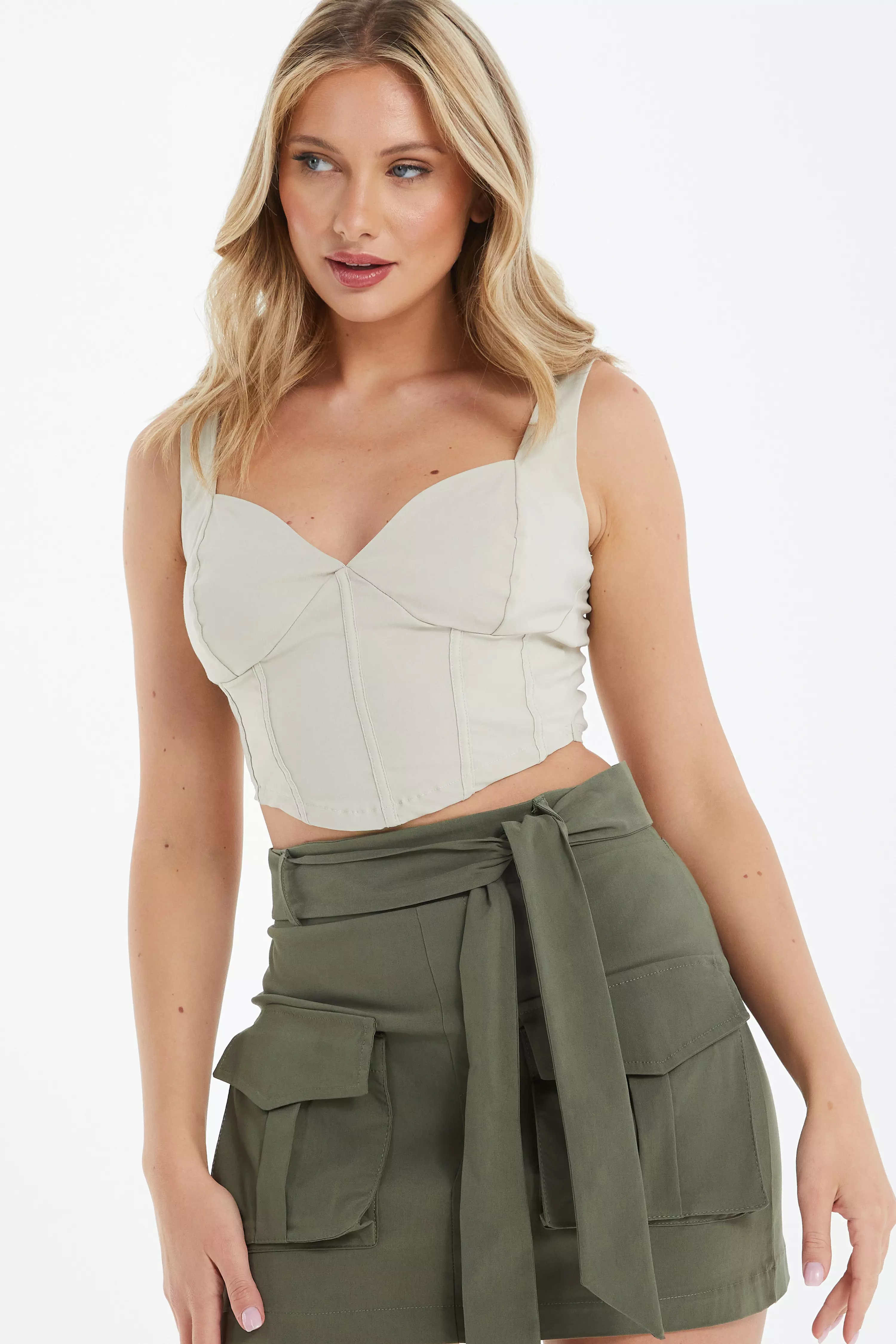 Khaki Cargo Mini Skirt