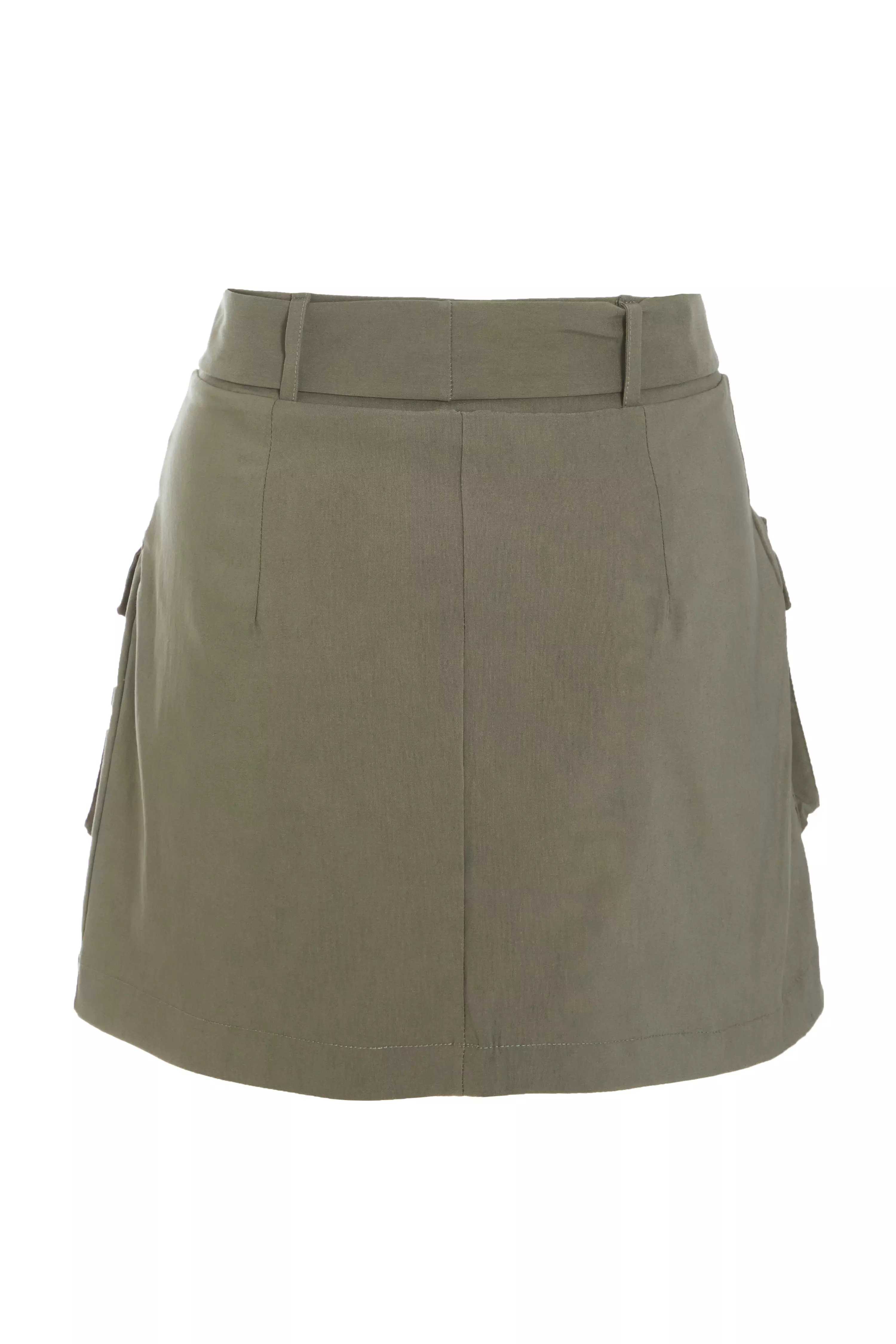 Khaki Cargo Mini Skirt