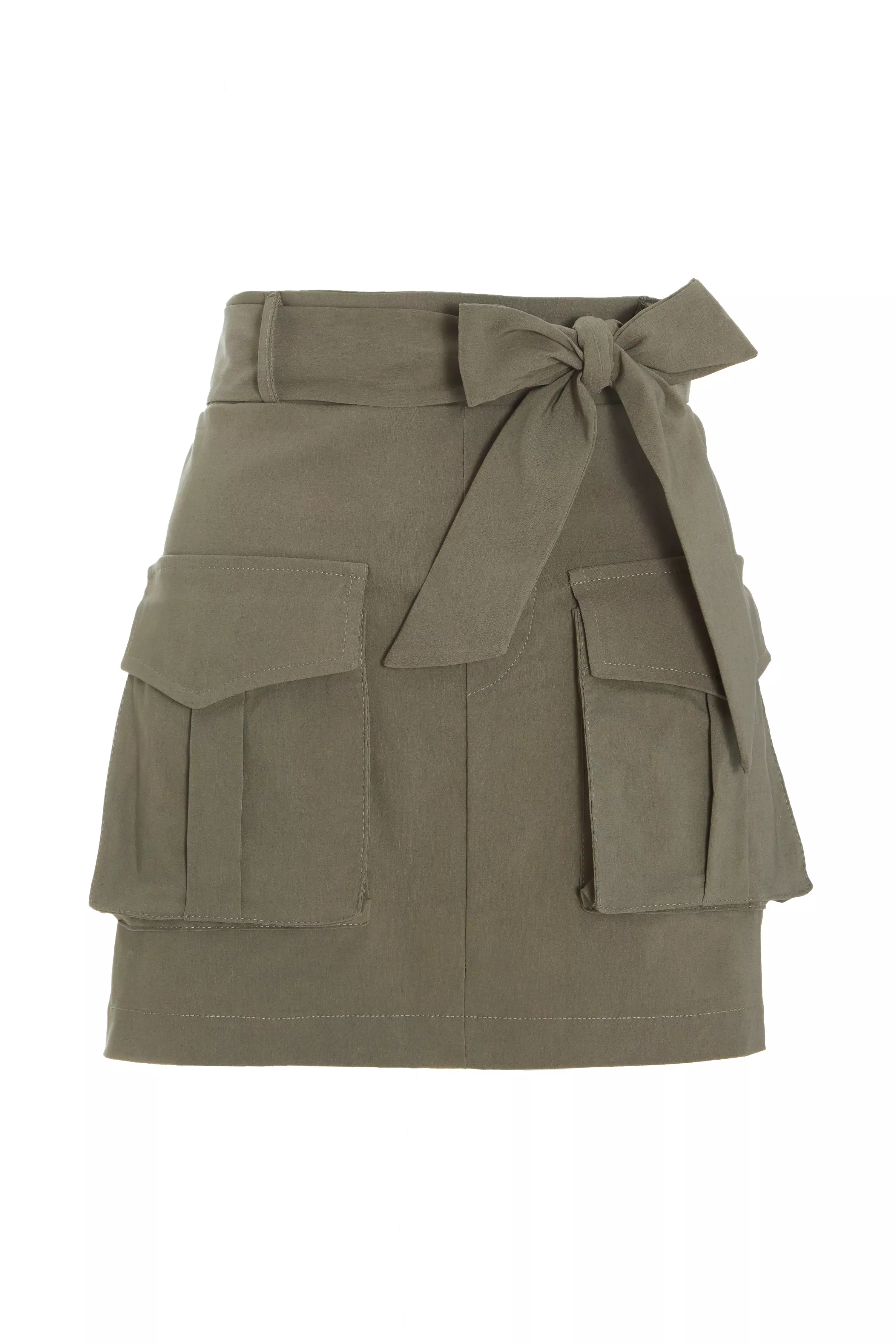 Khaki Cargo Mini Skirt