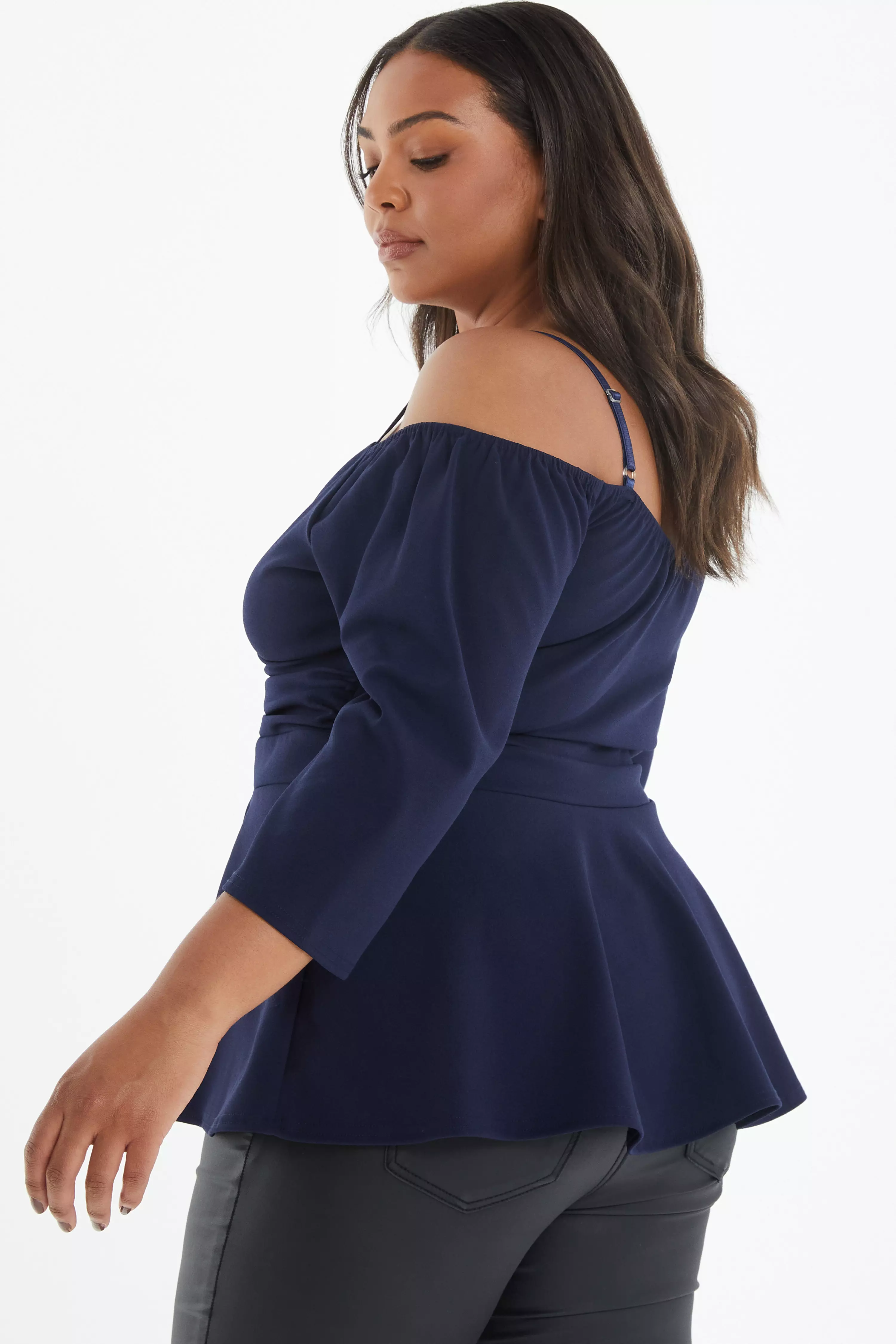 Curve Navy Peplum Top