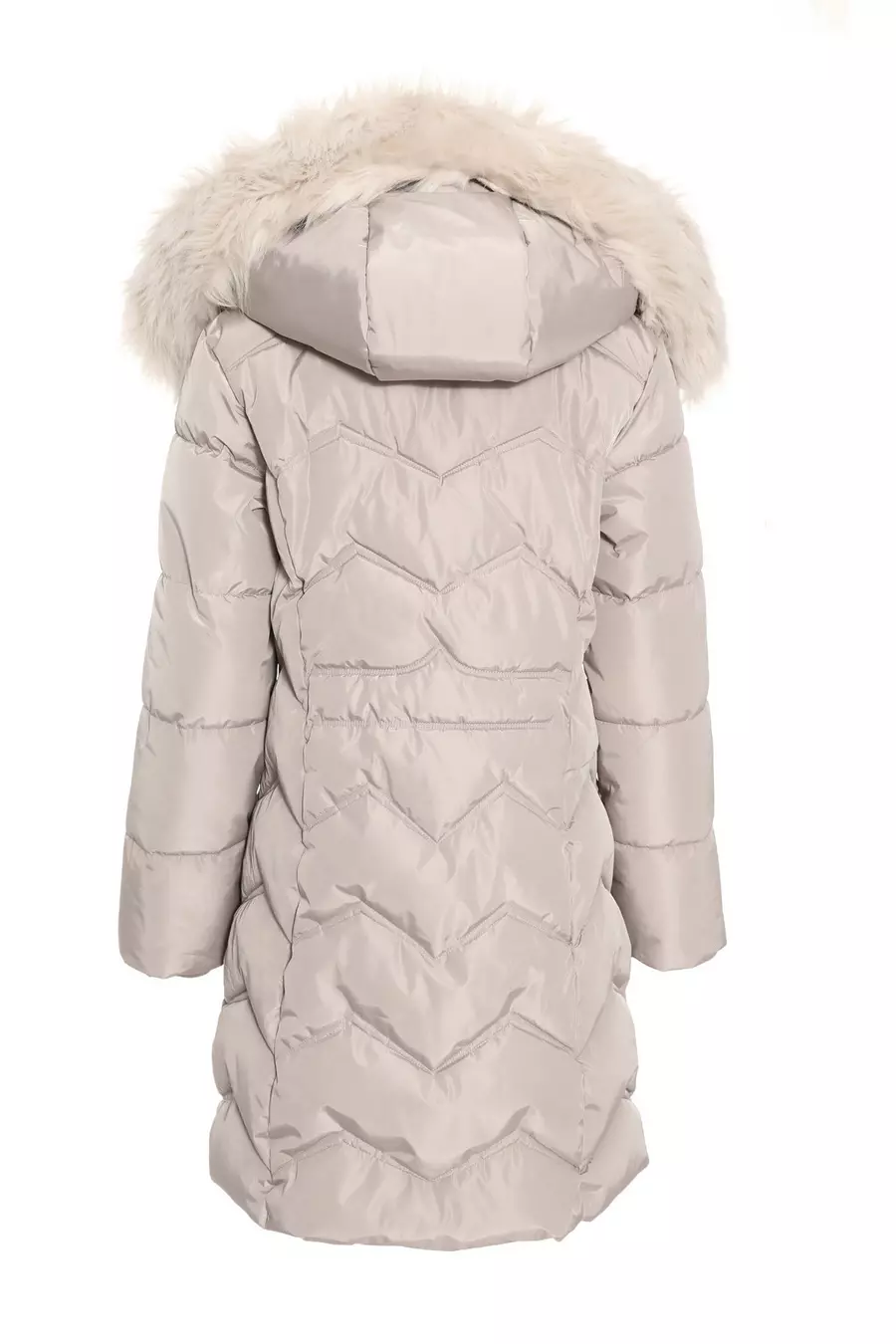 Stone Padded Faux Fur Hood Parka QUIZ Clothing