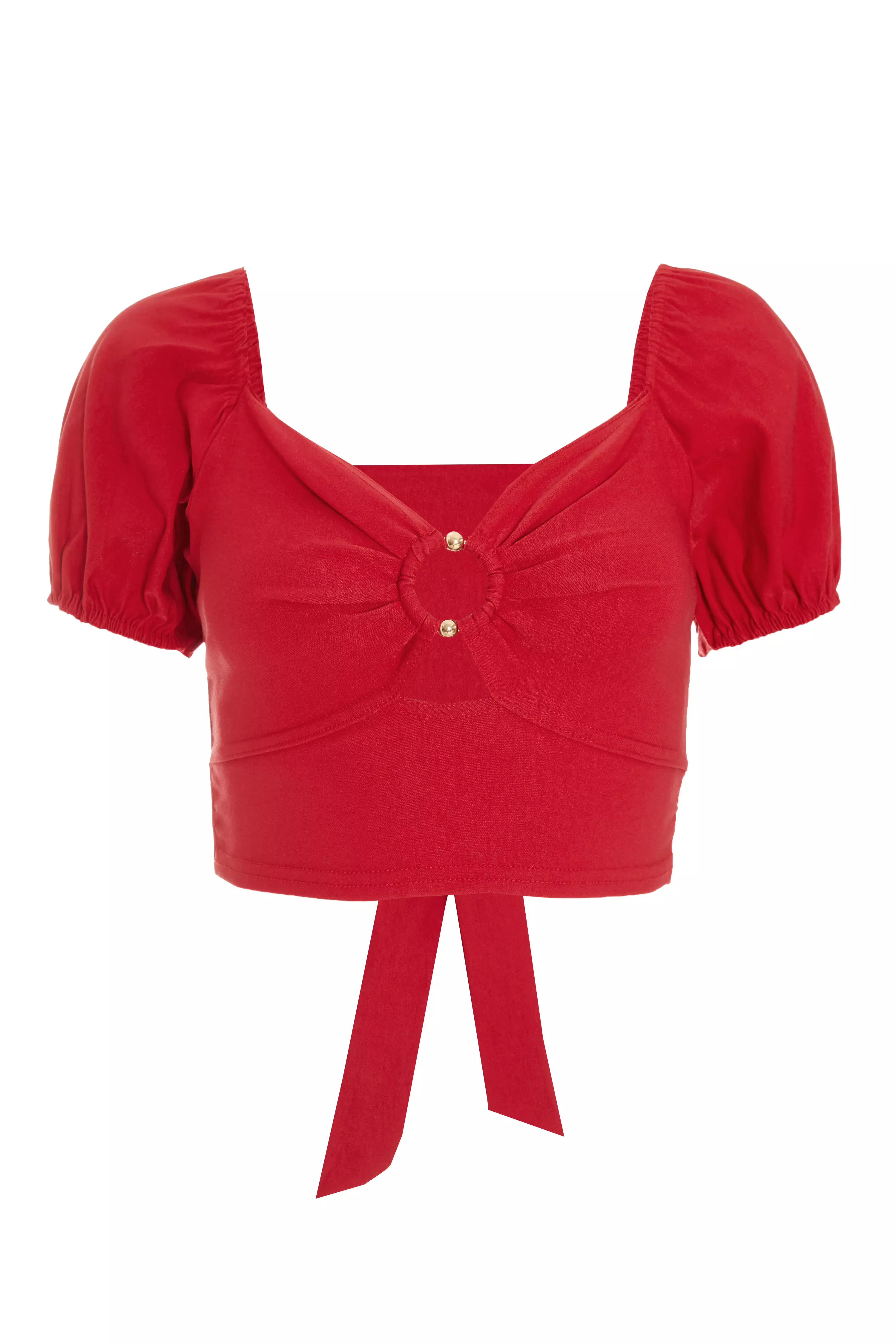 Red Cut Out Crop Top