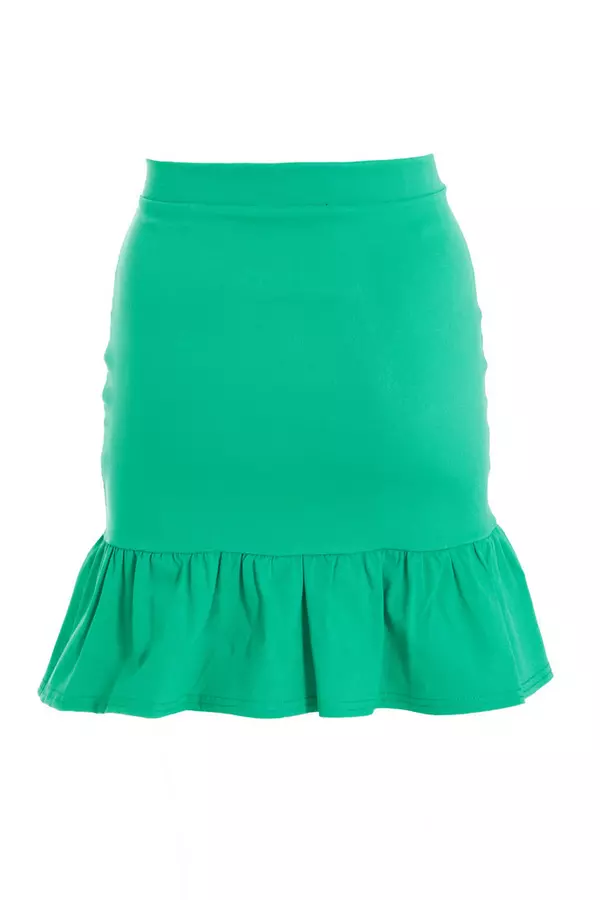 Jade Green Ruched Mini Skirt