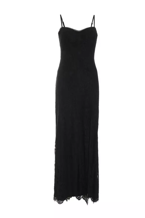 Black Lace Split Leg Maxi Dress