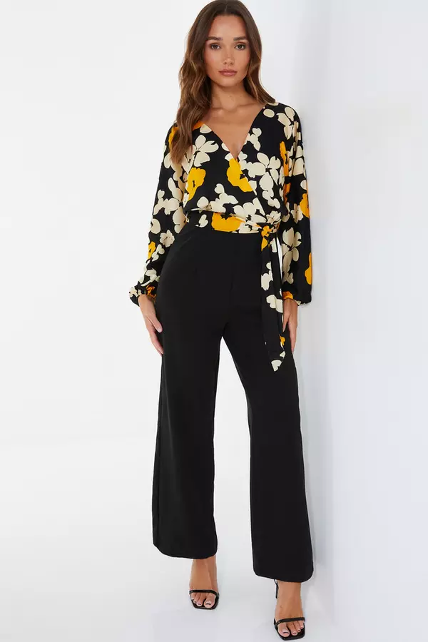 Yellow Floral Palazzo Jumpsuit