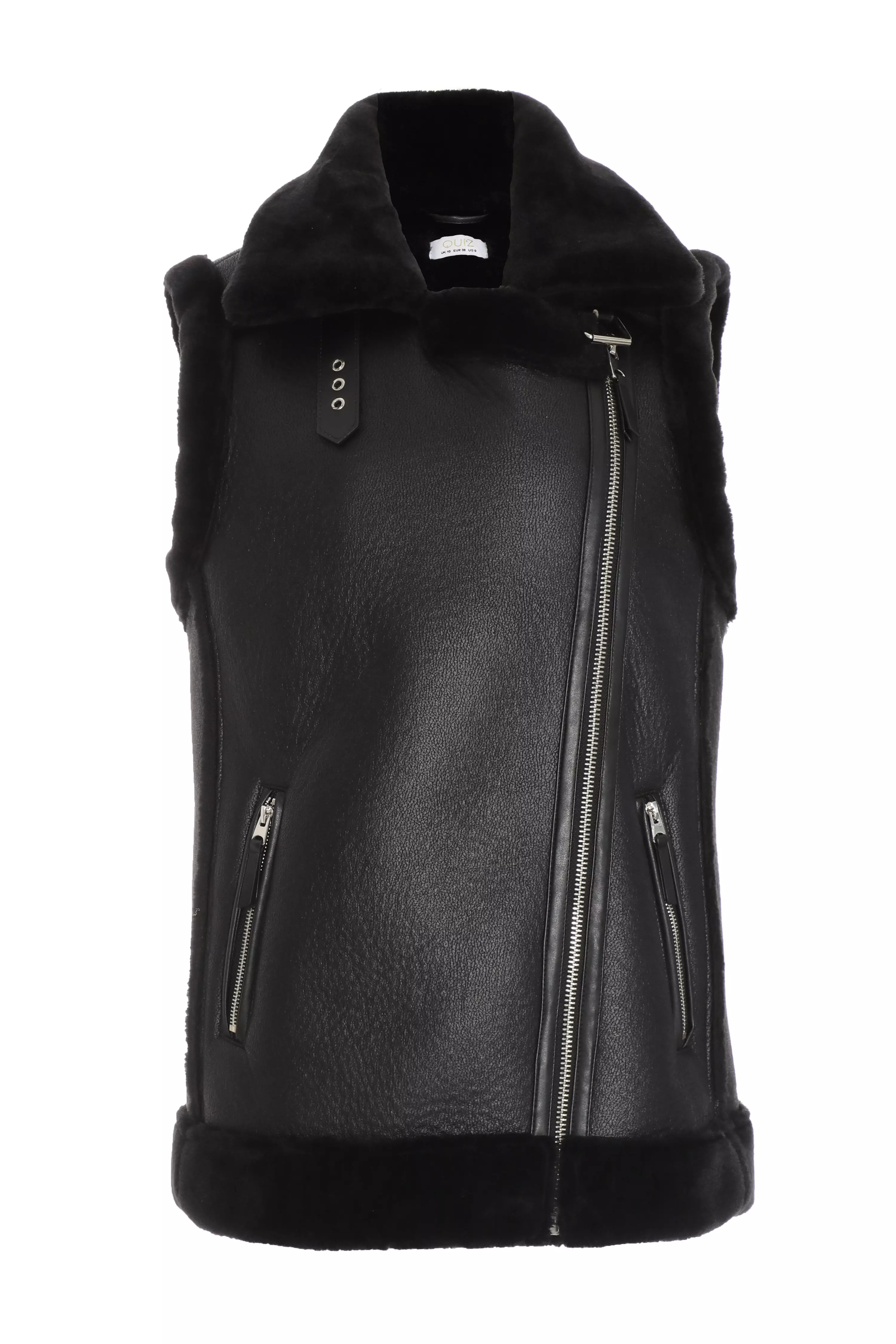 Black Aviator Faux Fur Gilet