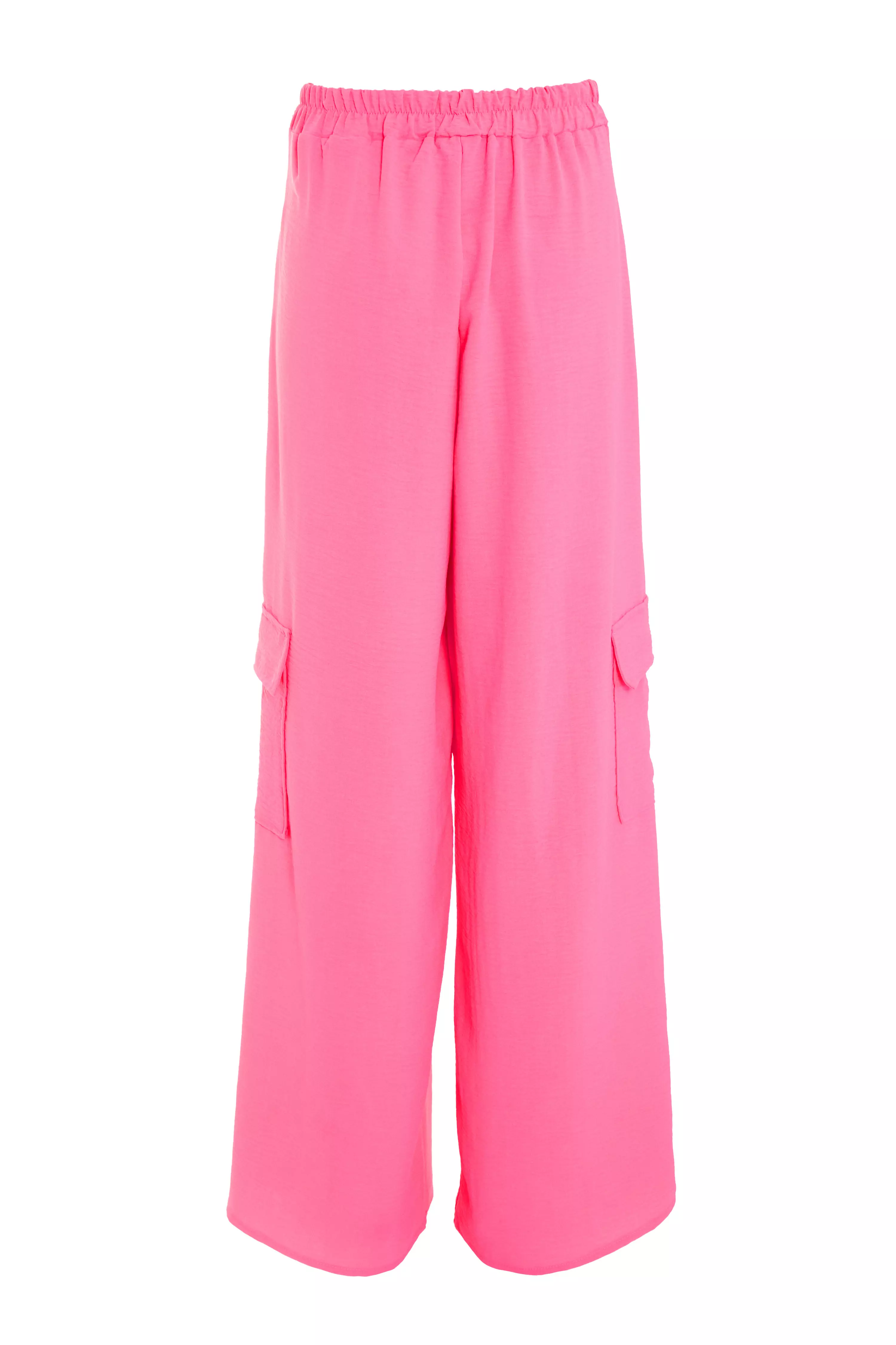 Pink Wide Leg Cargo Trousers