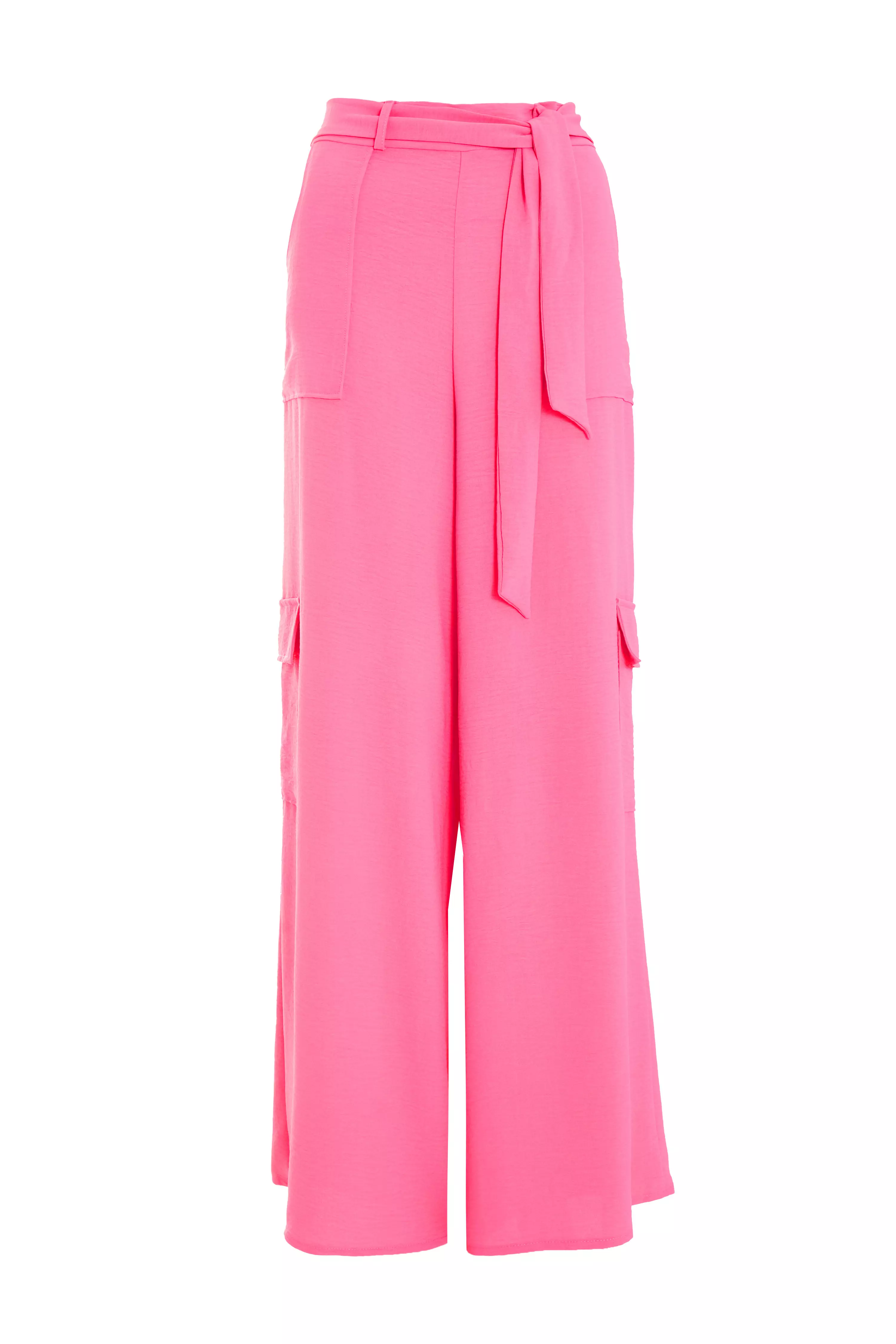 Pink Wide Leg Cargo Trousers