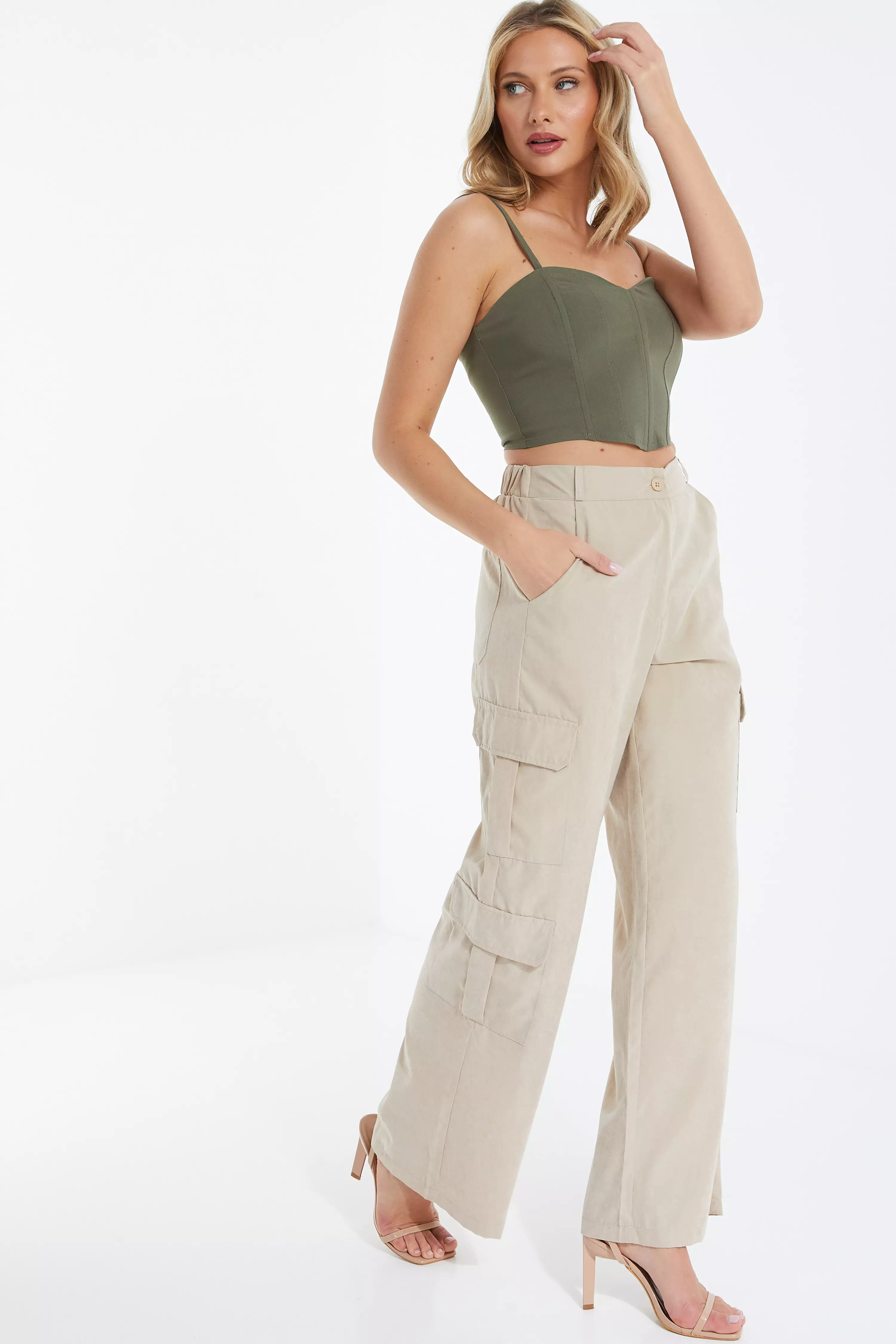 Khaki Cropped Corset Top