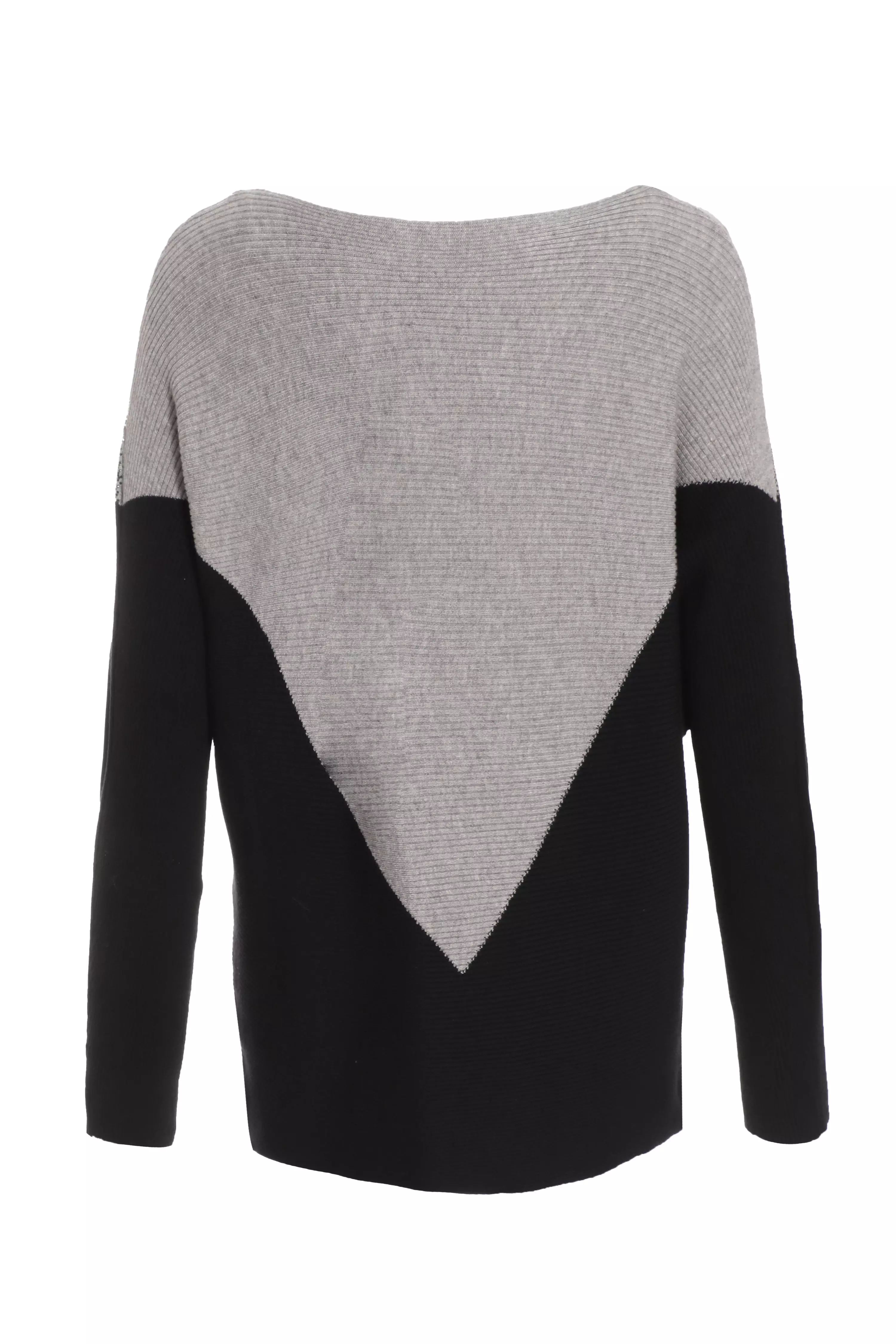 Black Knitted Color Block Jumper